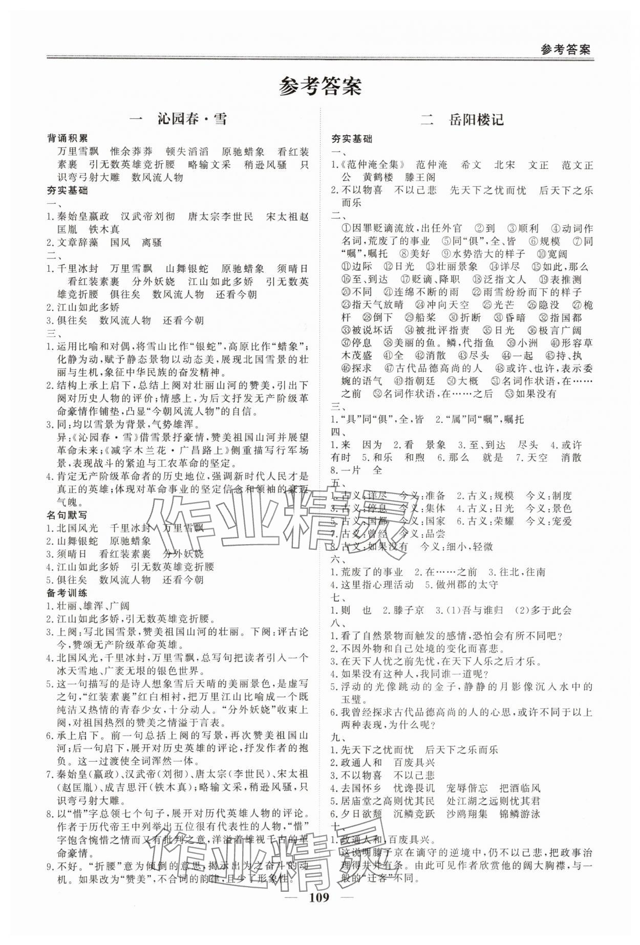 2025年课内外古诗文与名著考点特训九年级上册 第1页