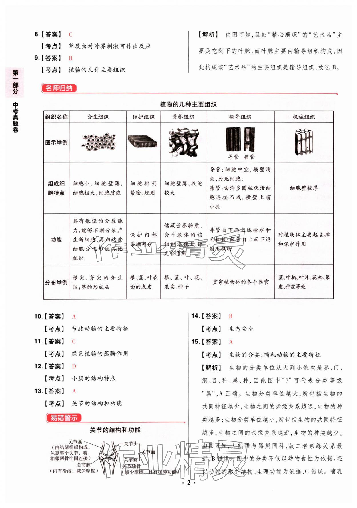 2025年晉一中考山西真題生物 參考答案第2頁