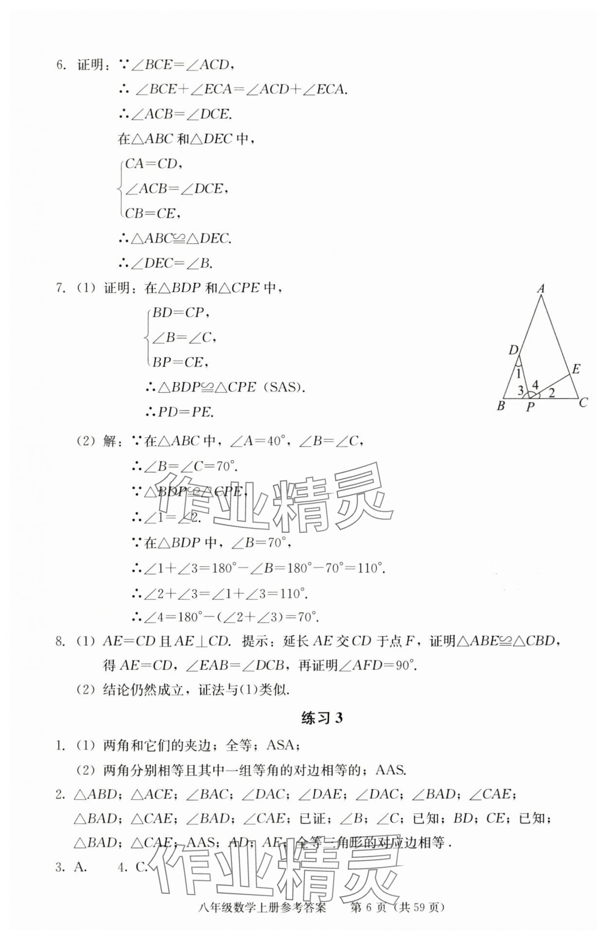 2025年学习探究诊断八年级数学上册人教版 参考答案第6页