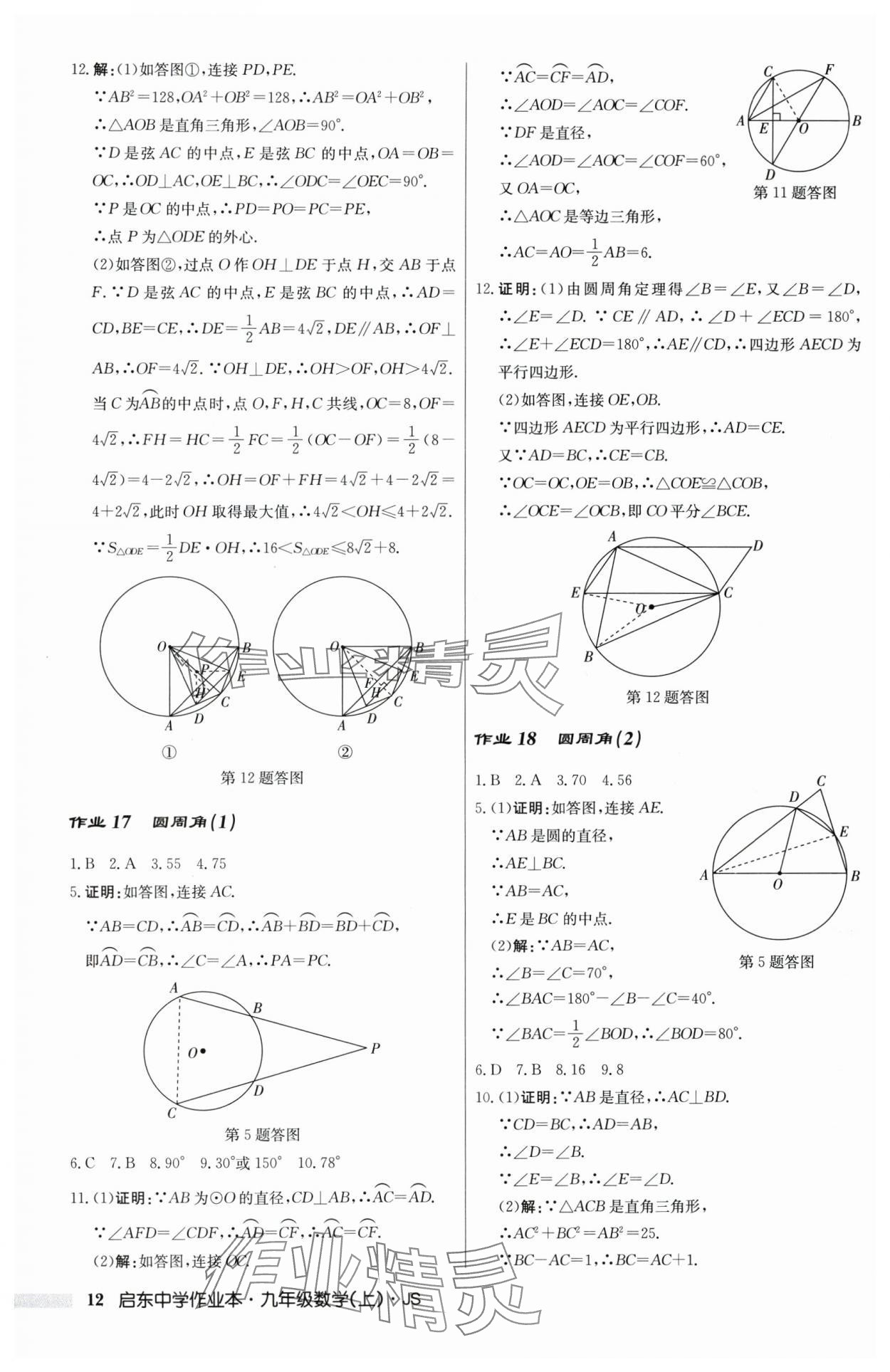 2025年啟東中學(xué)作業(yè)本九年級(jí)數(shù)學(xué)上冊(cè)蘇科版 第12頁