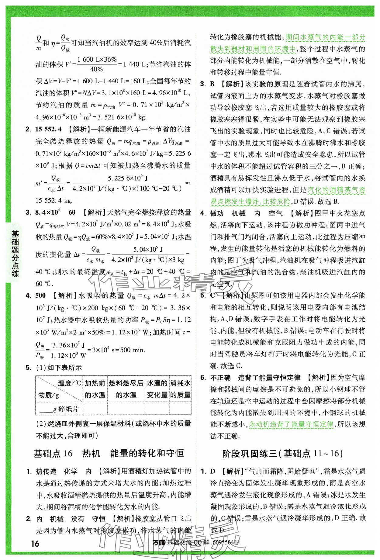 2024年萬唯中考基礎(chǔ)題物理 參考答案第16頁