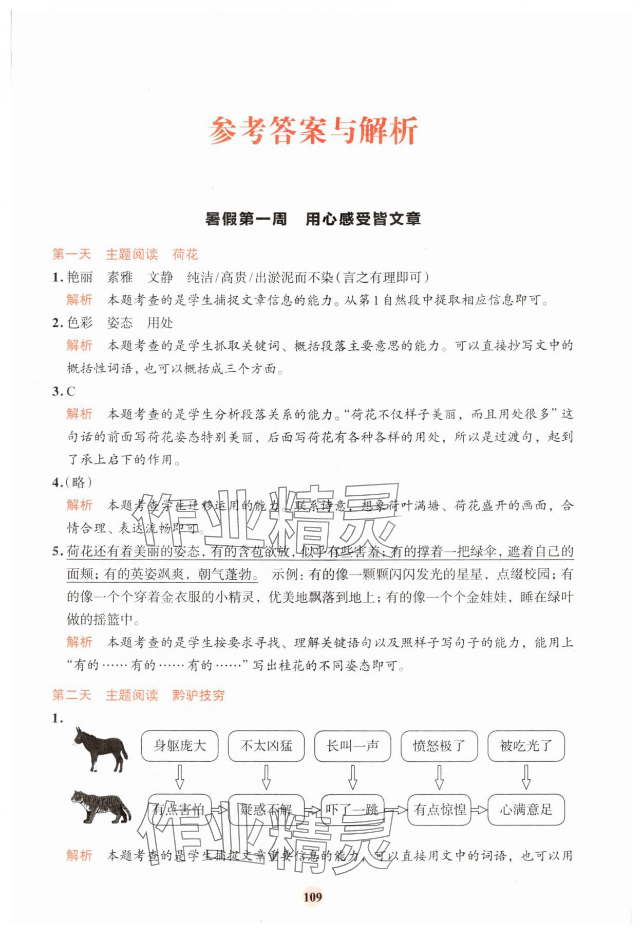 2024年知行合暑假閱讀與習作浙江科學技術出版社三年升四語文 參考答案第1頁