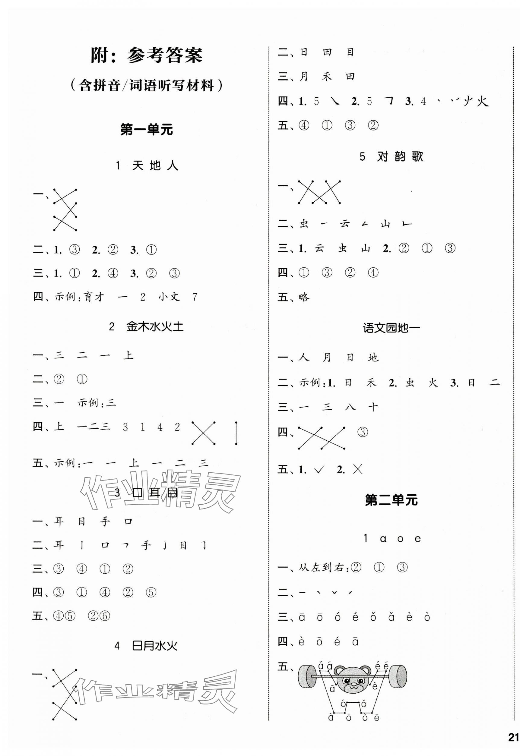 2023年通城學(xué)典課時(shí)新體驗(yàn)一年級(jí)語(yǔ)文上冊(cè)人教版 參考答案第1頁(yè)