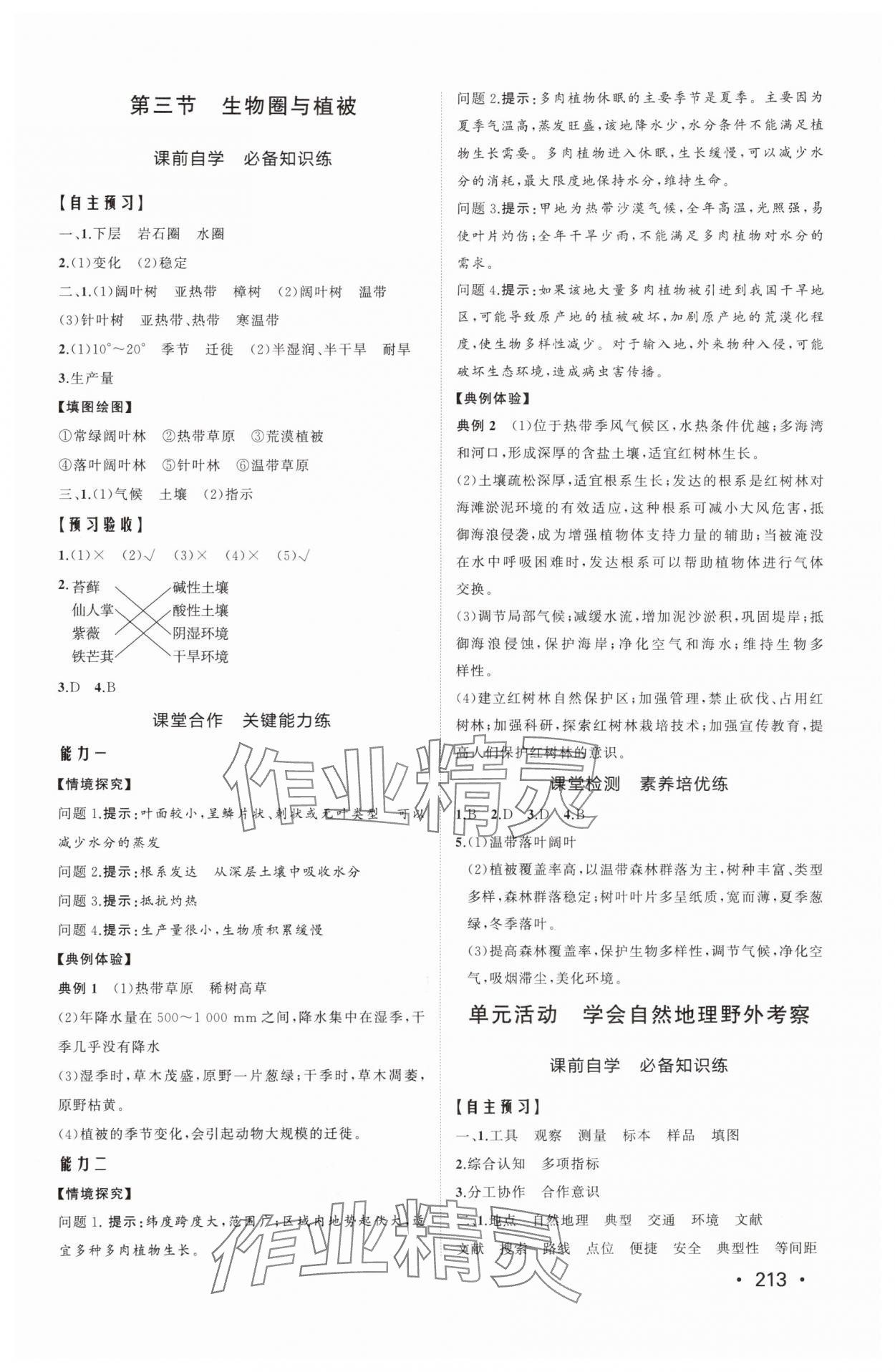 2025年同步練習冊山東人民出版社高中地理必修第一冊魯教版A 參考答案第7頁