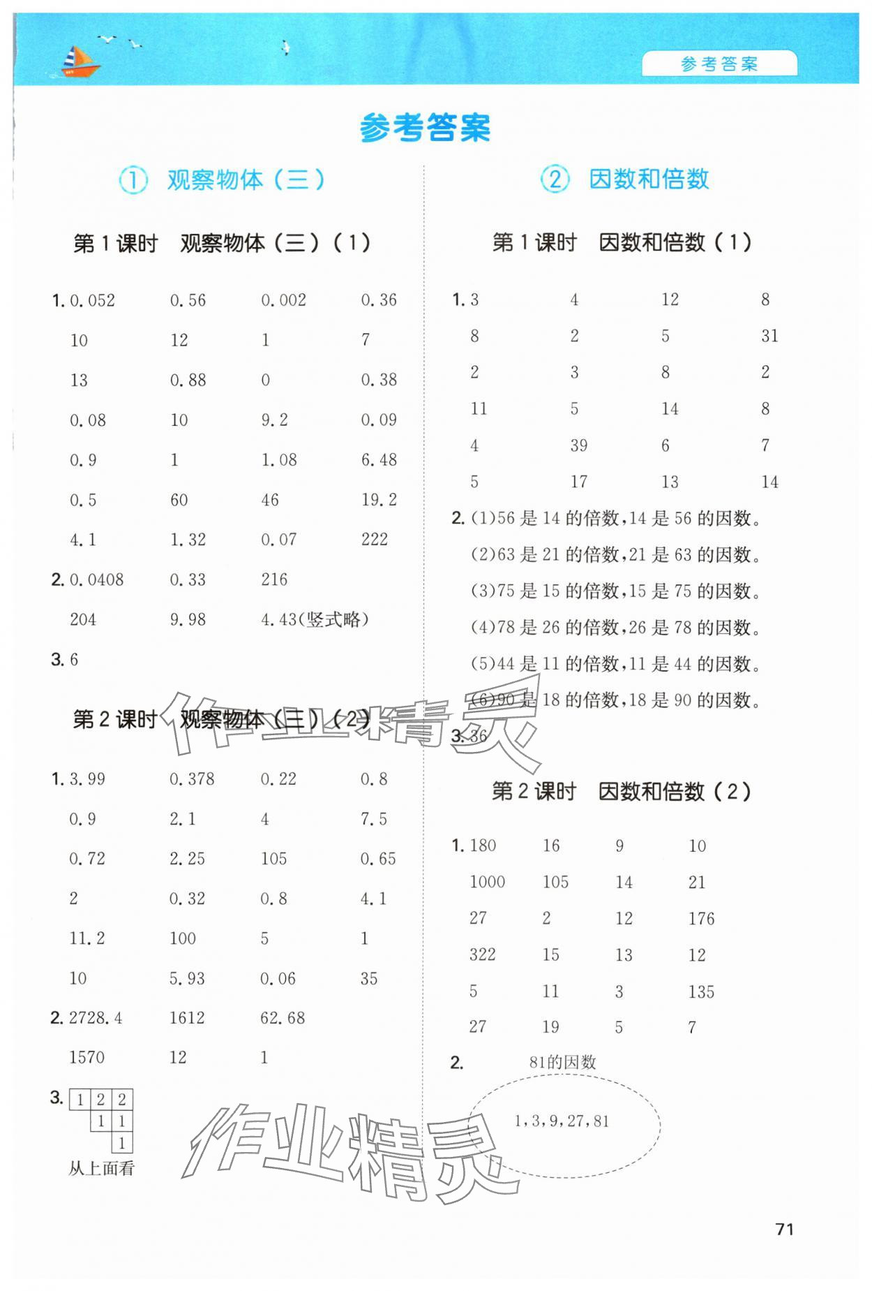 2024年一本計(jì)算能力訓(xùn)練100分五年級(jí)數(shù)學(xué)下冊(cè)人教版 第1頁