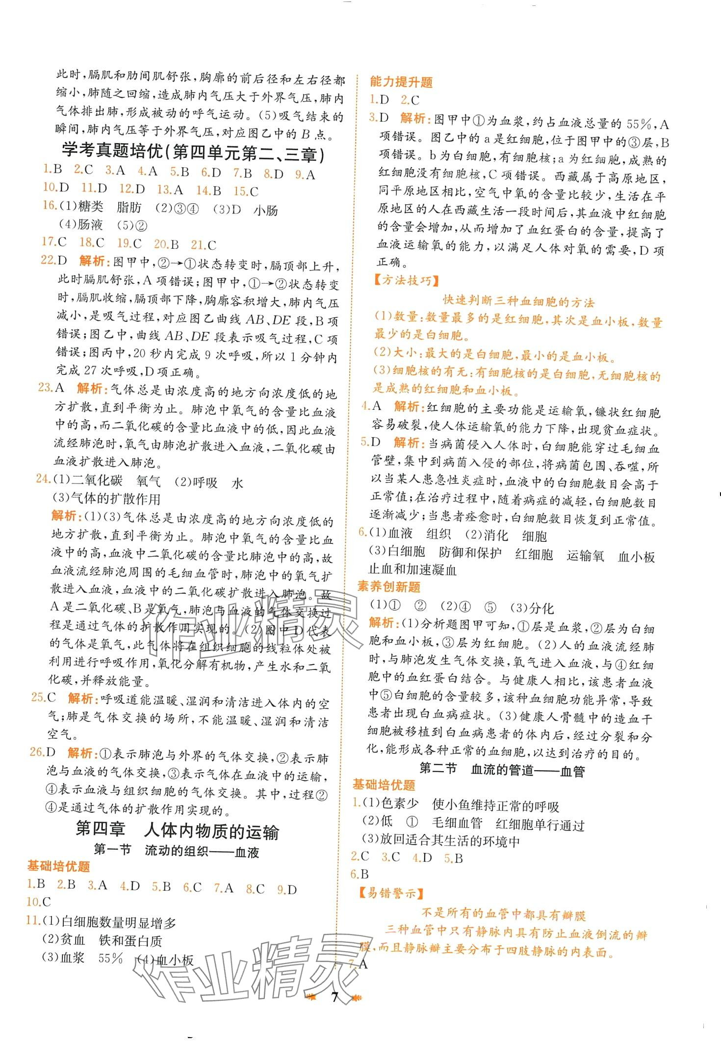 2024年智學酷提優精練七年級生物下冊人教版 第7頁