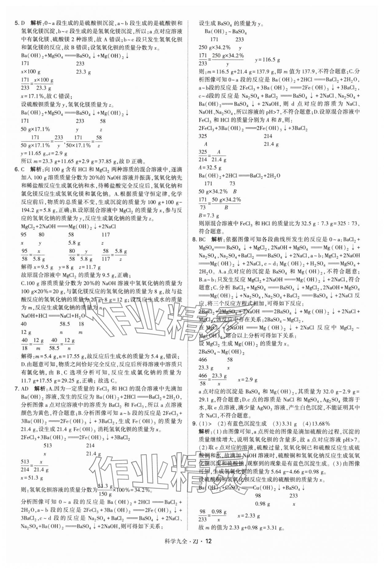 2025年學(xué)霸題中題九年級(jí)科學(xué)全一冊(cè)浙教版 第12頁(yè)