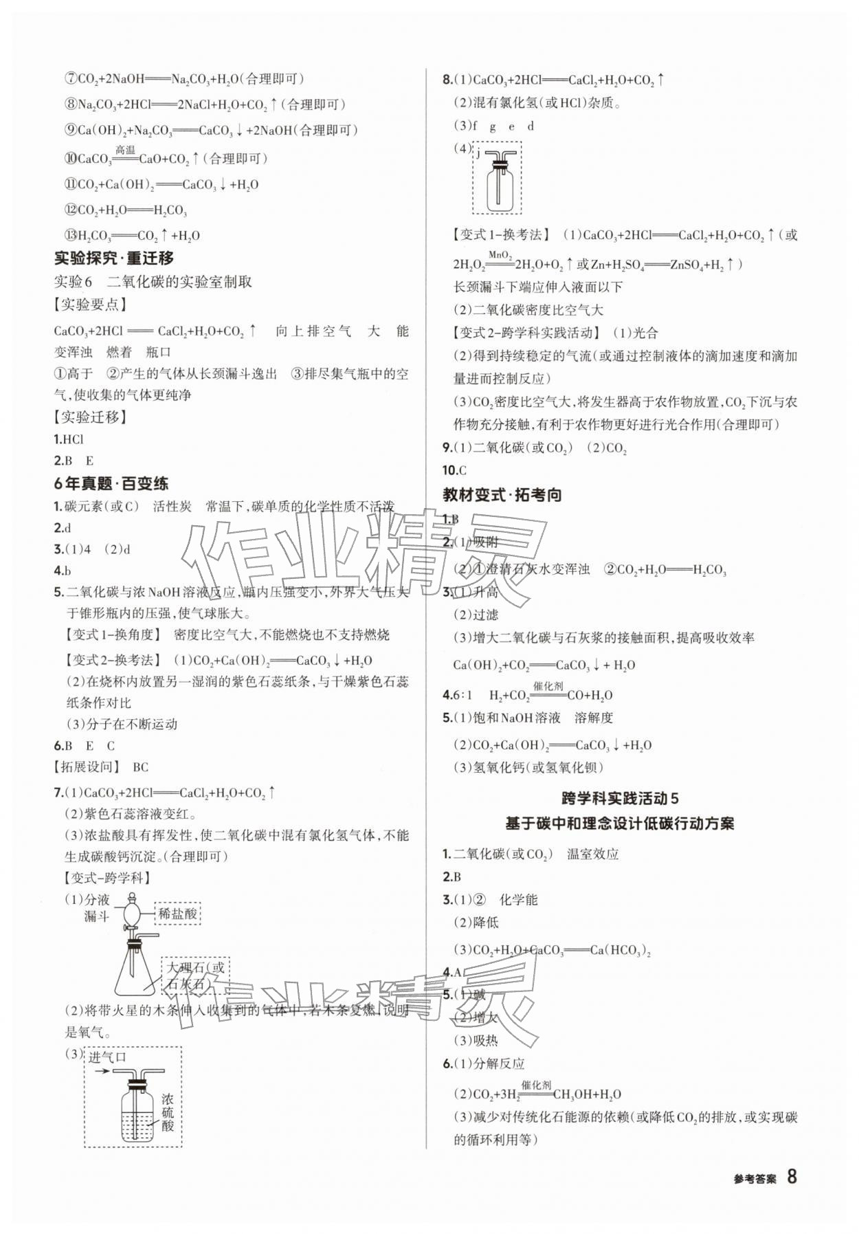2026年鼎成中考精准提分化学河南专版&nbsp;参考答案第8页