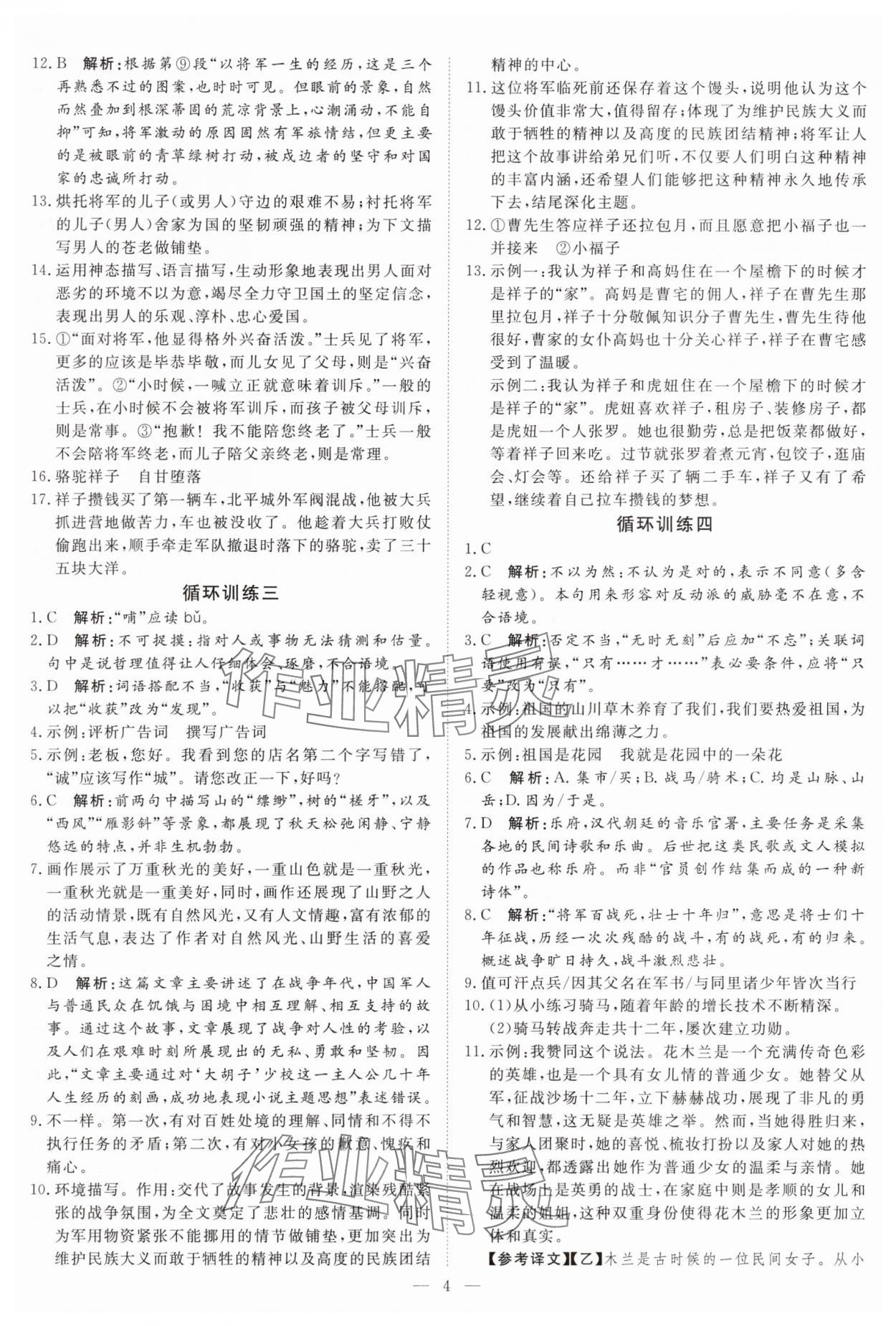 2025年課堂過(guò)關(guān)循環(huán)練七年級(jí)語(yǔ)文下冊(cè)人教版 第4頁(yè)