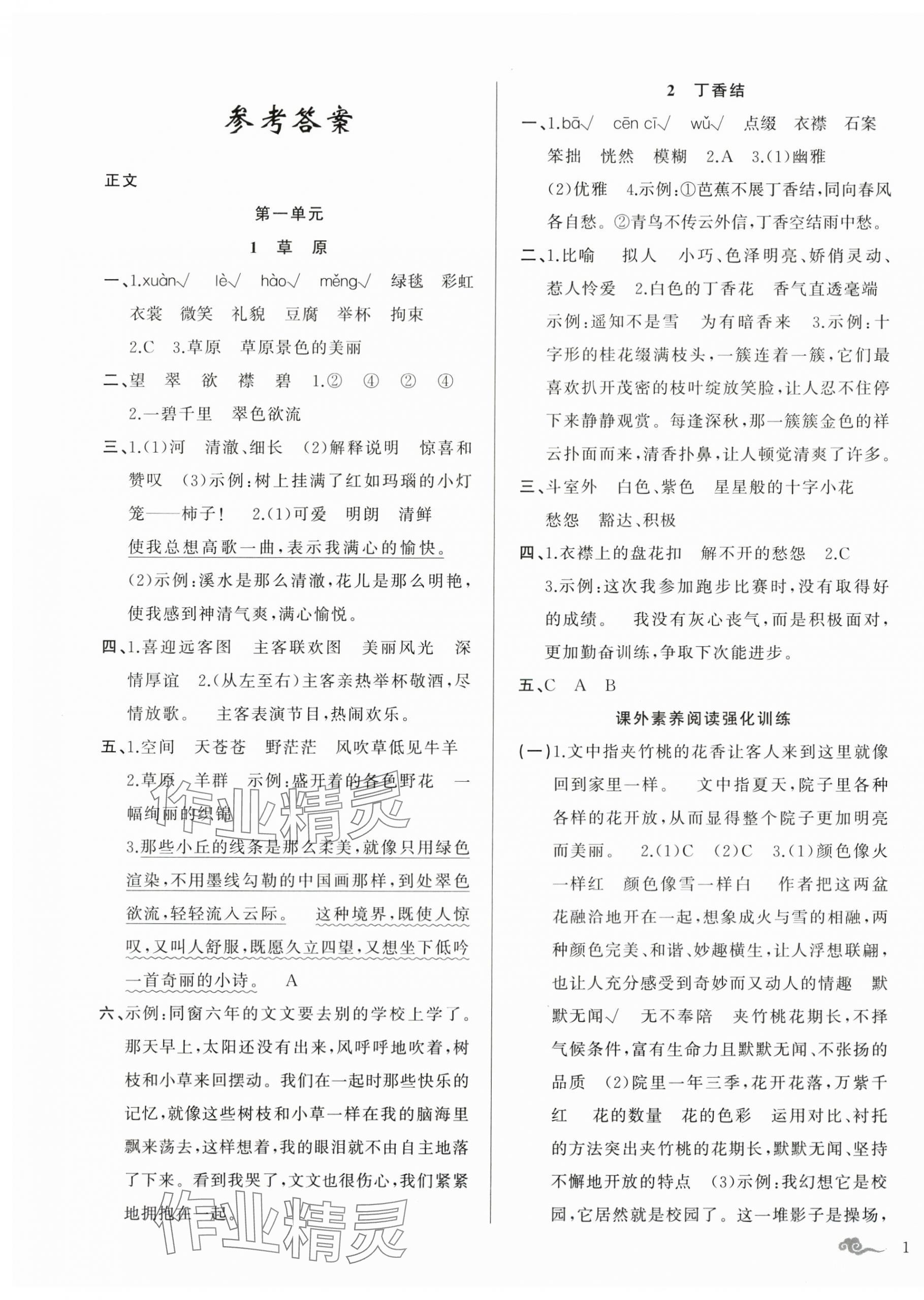 2025年顶尖课课练六年级语文上册人教版贵州专版 第1页