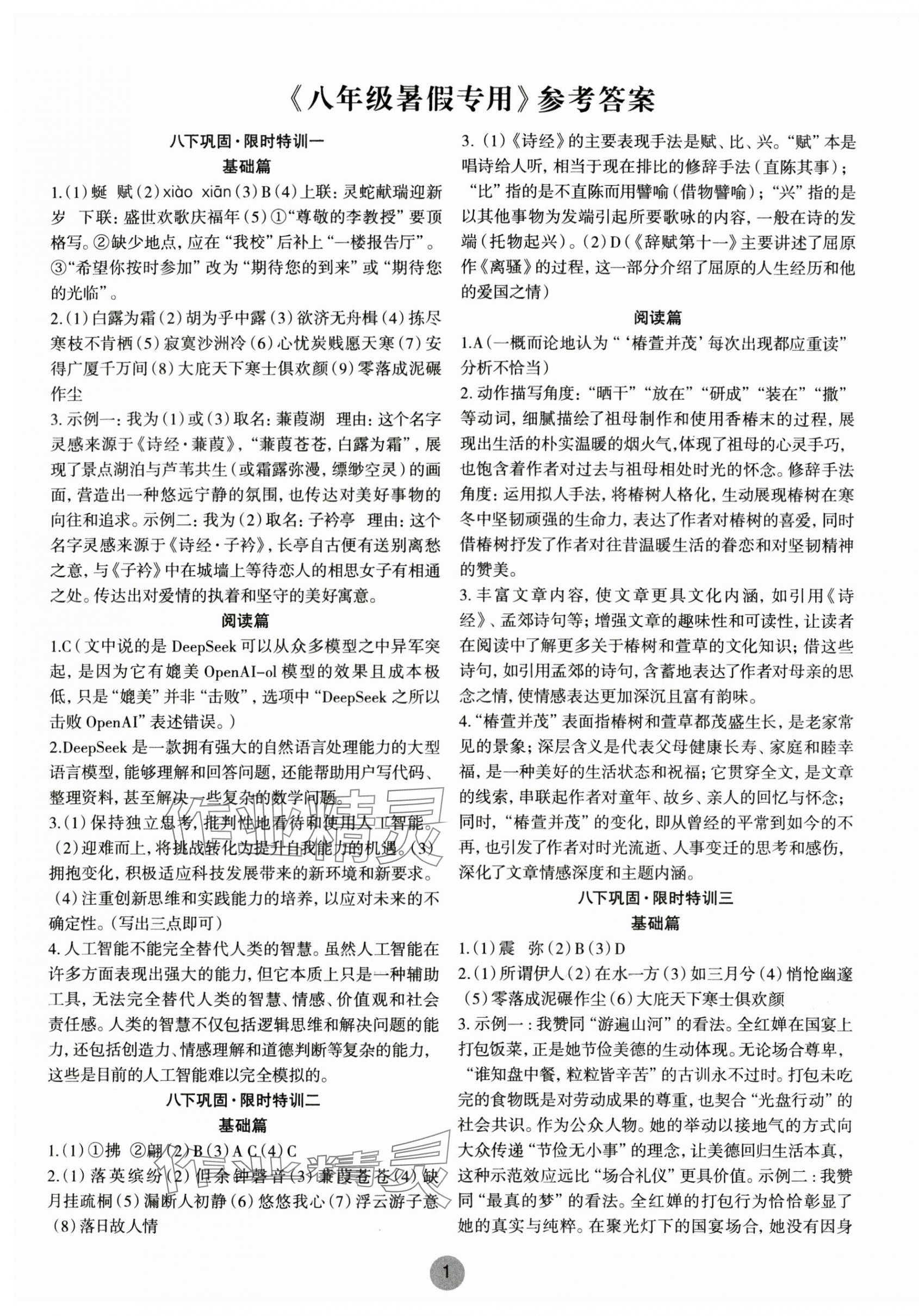 2025年智慧語文讀練測八年級下假期專用 第1頁