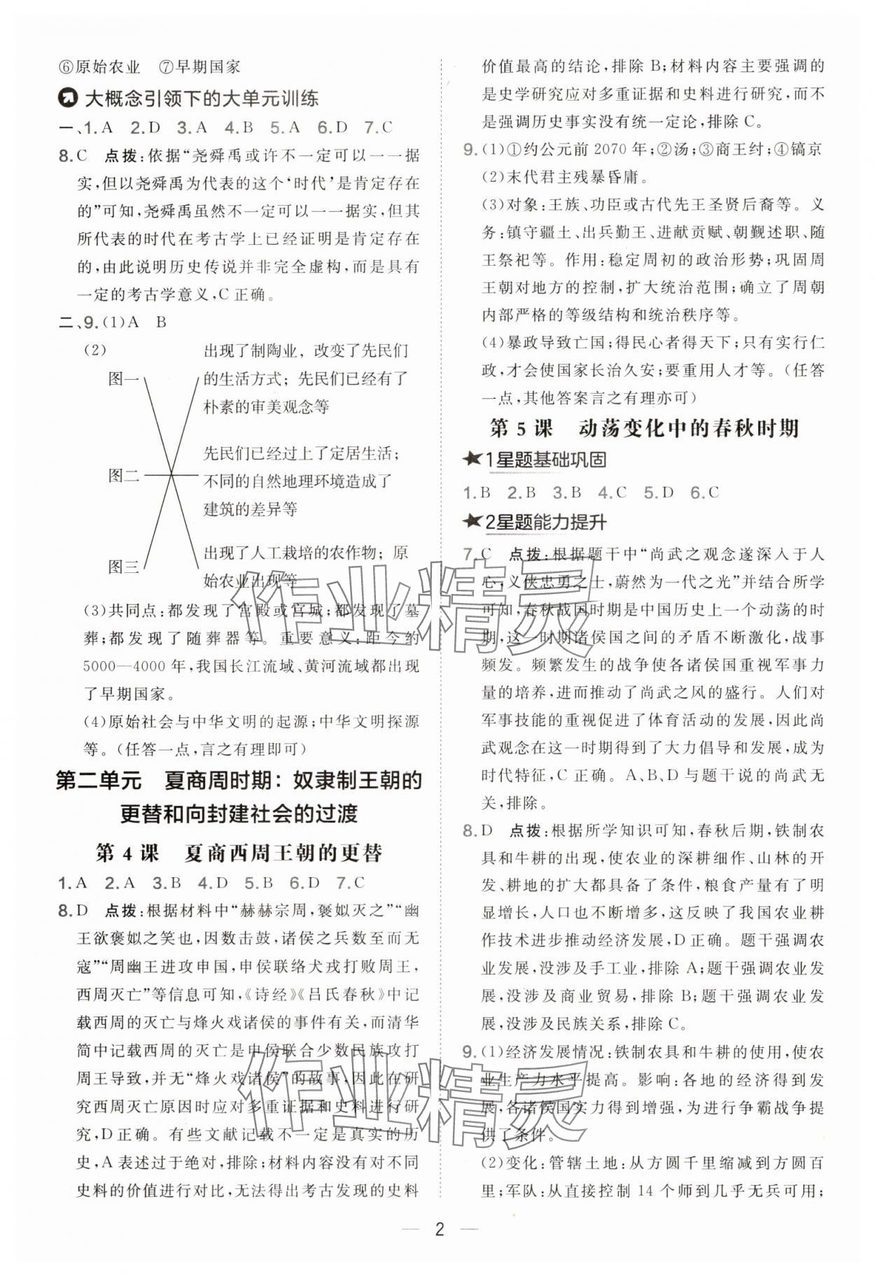 2025年点拨训练七年级历史上册人教版 参考答案第2页