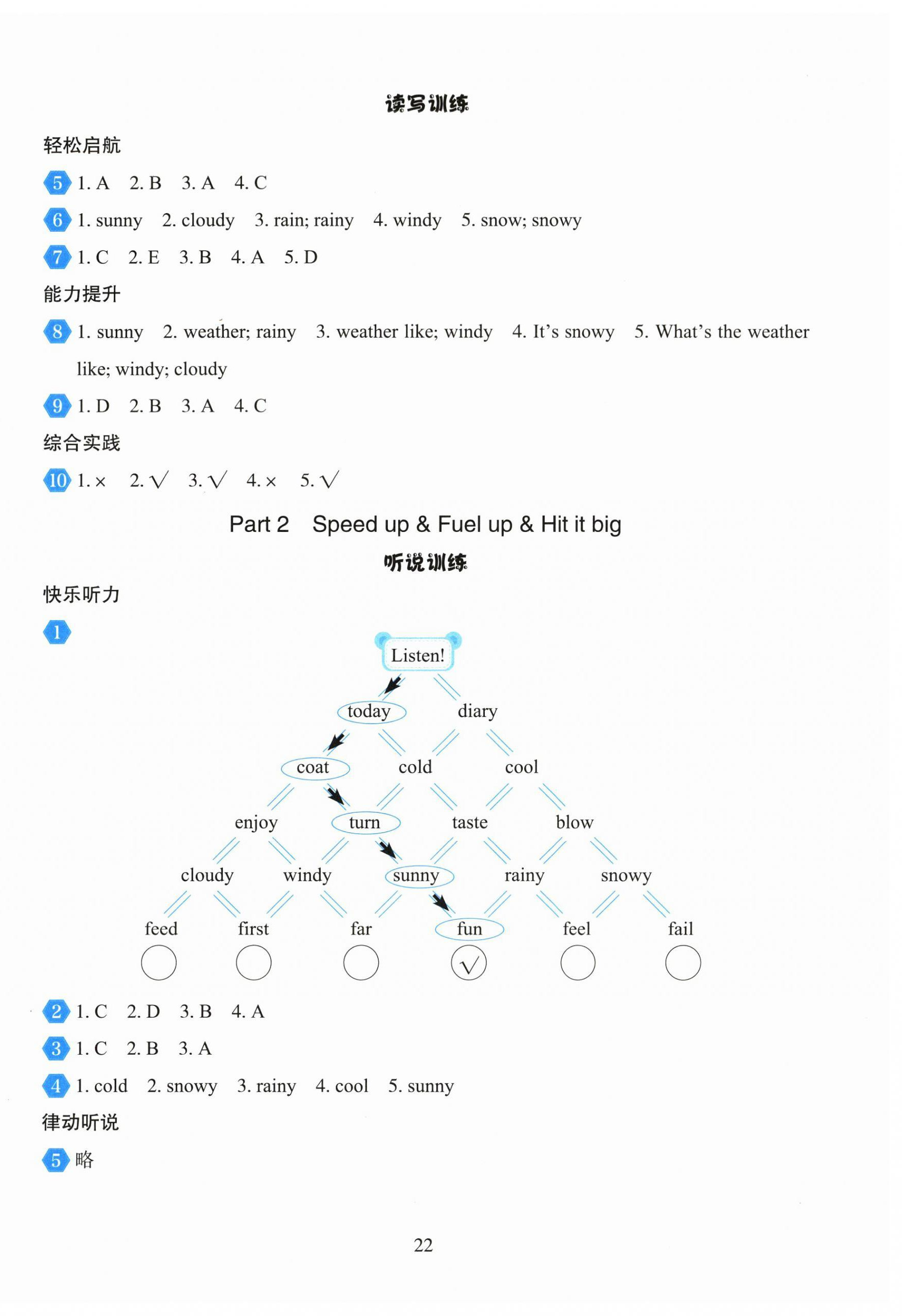 2025年阳光课堂外语教学与研究出版社四年级英语上册外研版&nbsp;参考答案第5页