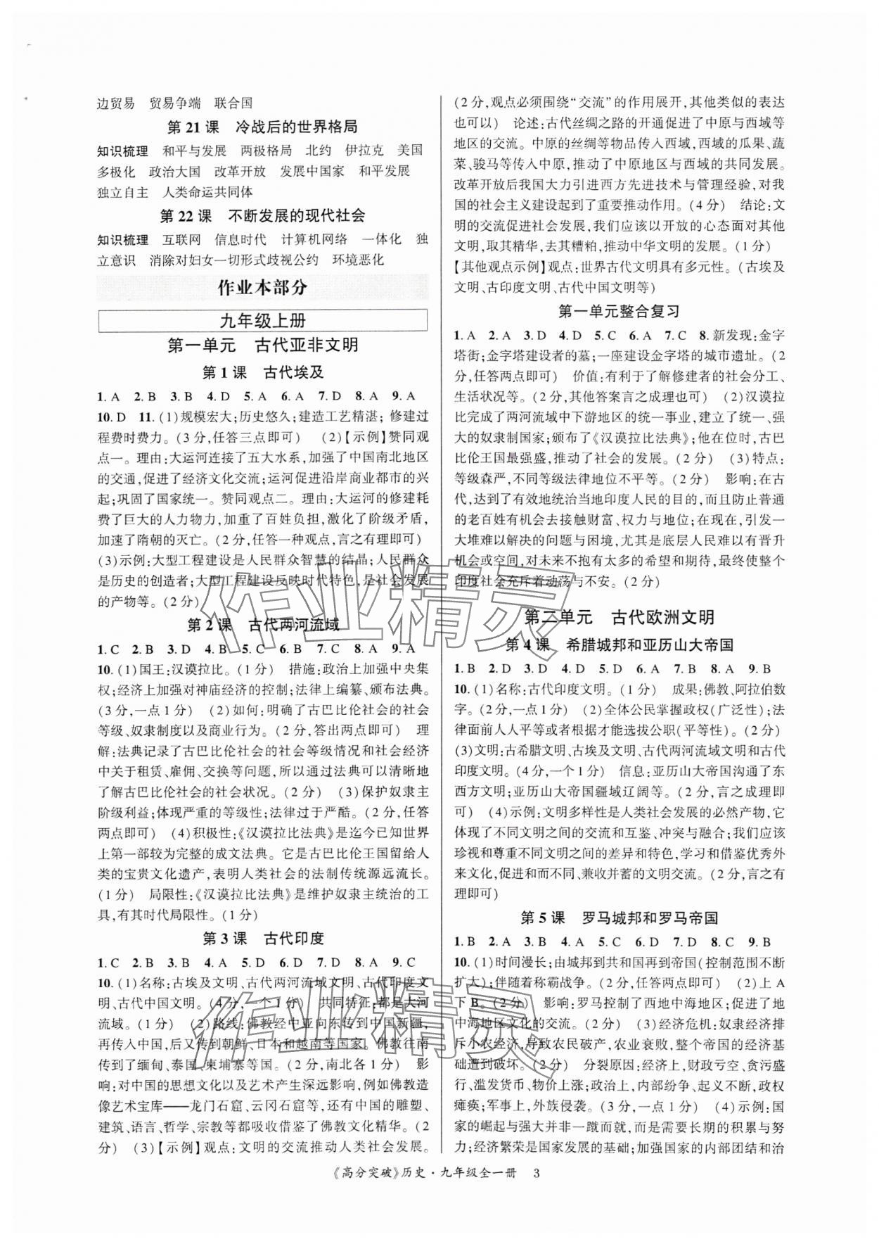 2025年高分突破课时达标讲练测九年级历史上册人教版 第3页