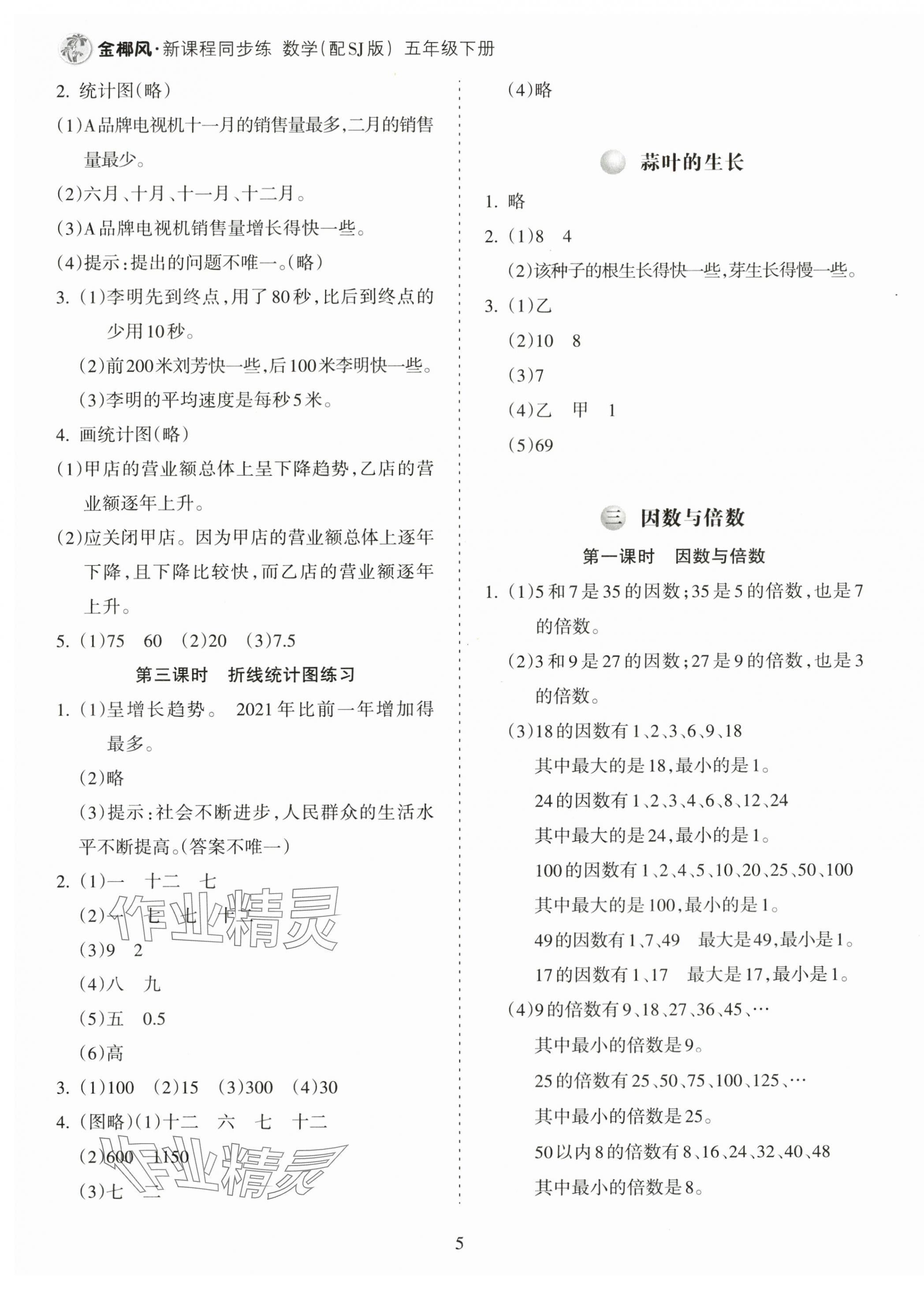 2024年金椰風(fēng)新課程同步練五年級(jí)數(shù)學(xué)下冊(cè)蘇教版 第5頁