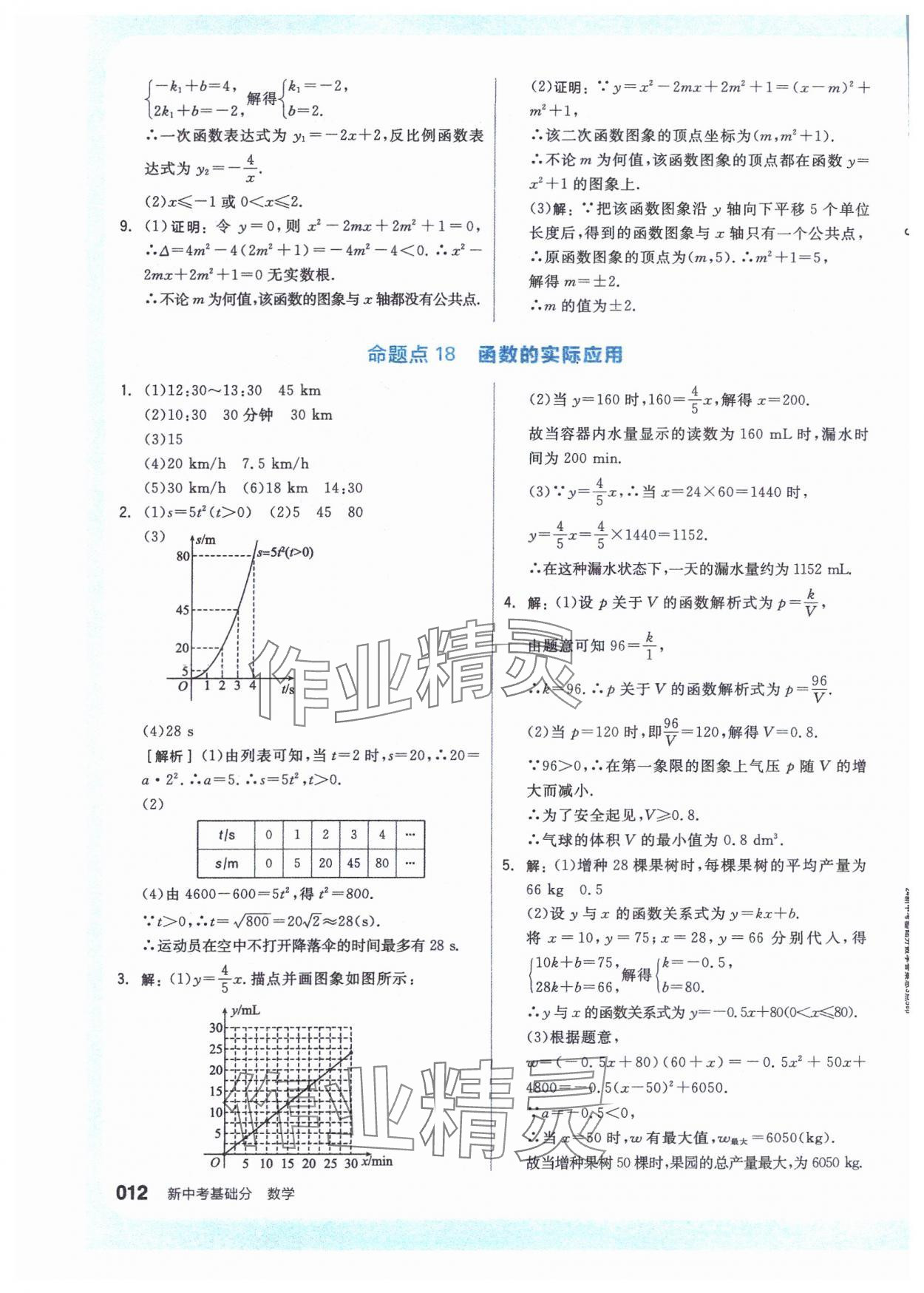 2024年全品新中考穩(wěn)拿基礎(chǔ)分數(shù)學 參考答案第12頁