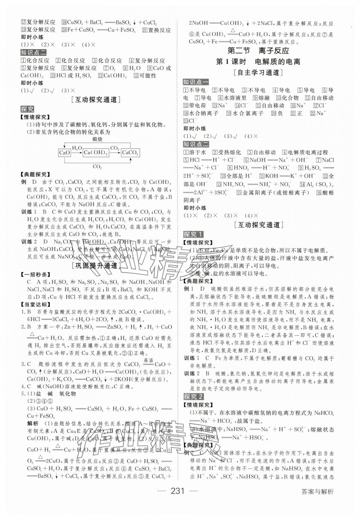 2023年綠色通道高中化學(xué)必修第一冊(cè)人教版 參考答案第2頁