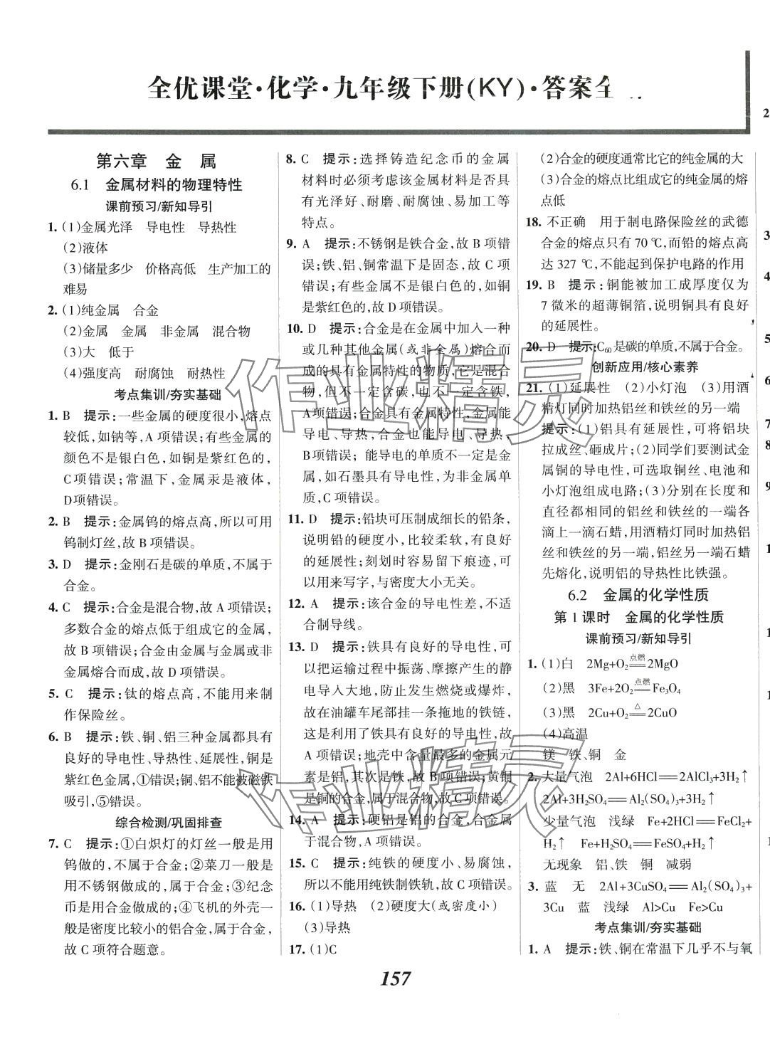 2024年全优课堂考点集训与满分备考九年级化学下册科粤版 第1页