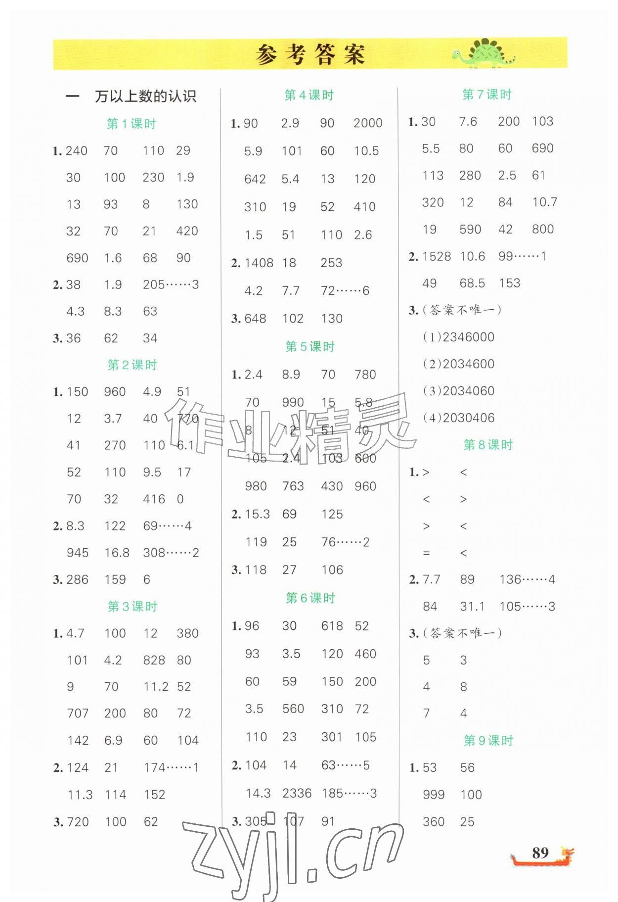 2026年绿卡小学计算特训四年级数学上册人教版广东专版&nbsp;第1页