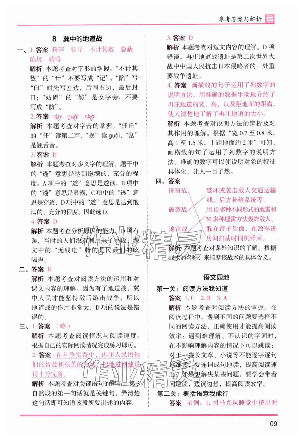 2025年木頭馬分層課課練五年級語文上冊人教版浙江專版 第9頁