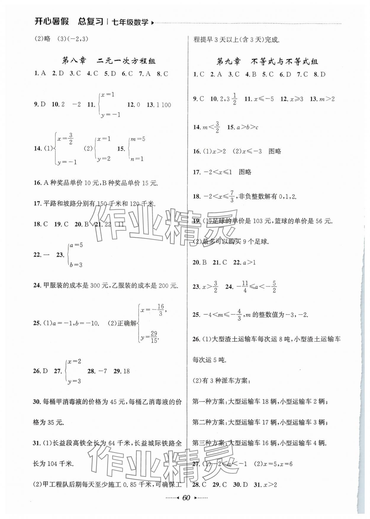 2025年开心暑假总复习七年级数学 第2页