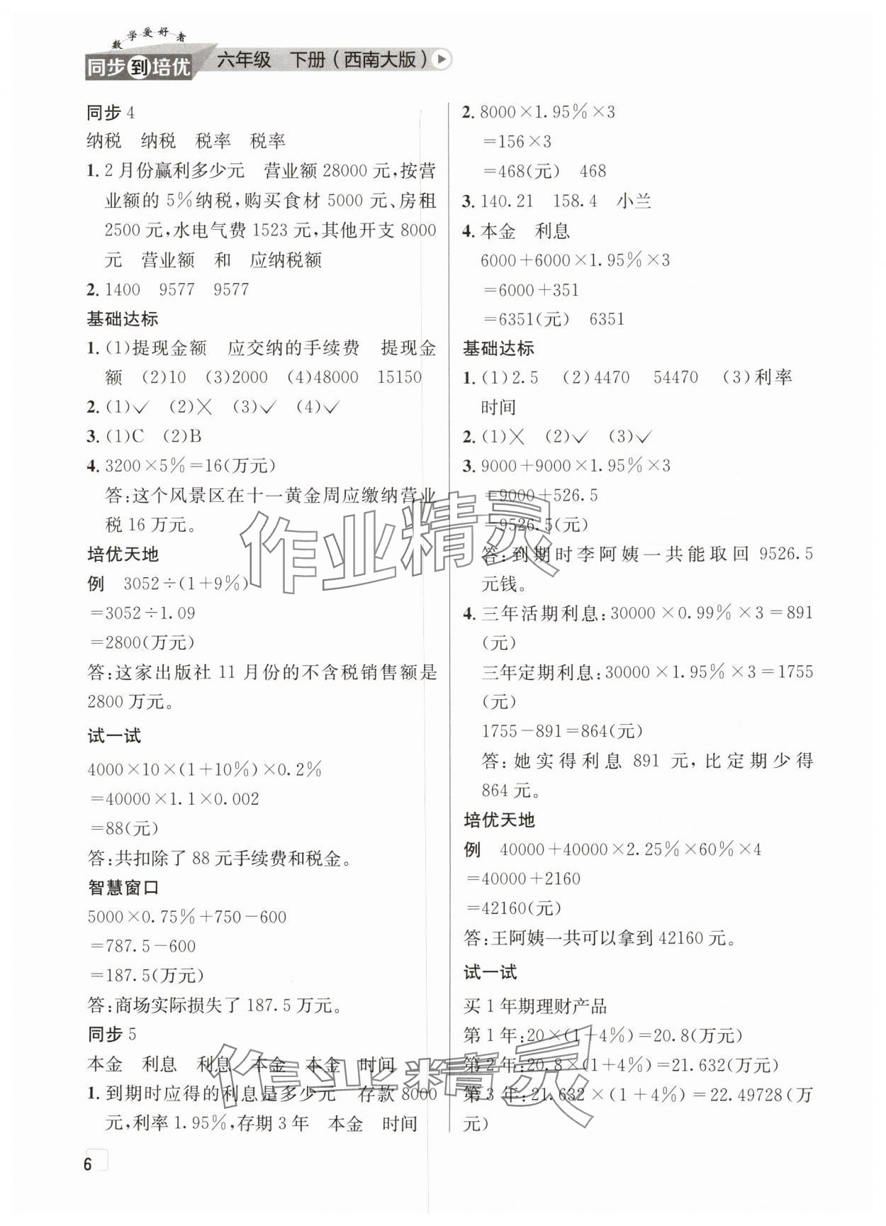 2025年數學愛好者同步到培優六年級下冊西師大版 第6頁