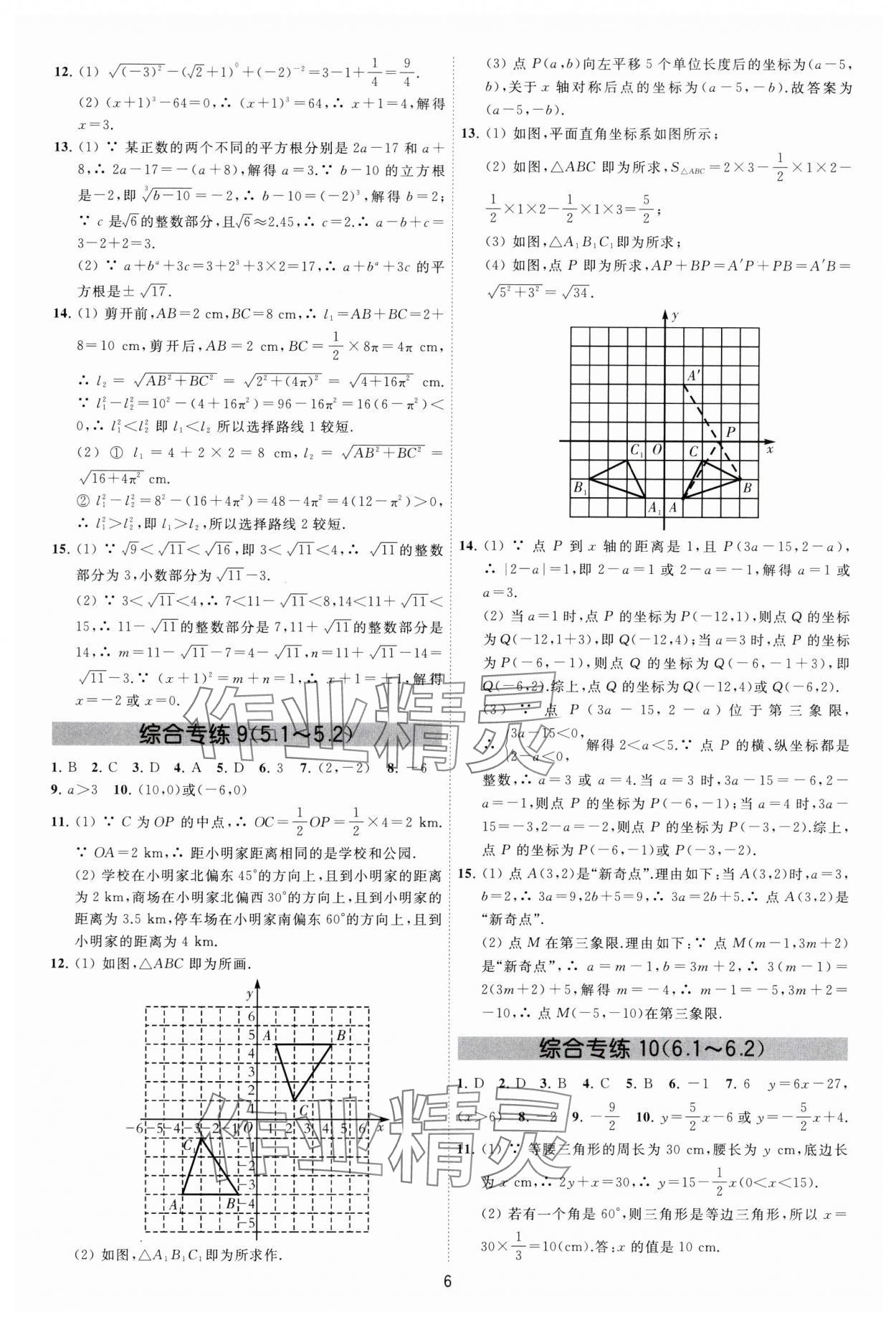 2024年必刷金卷八年级数学上册苏科版&nbsp;参考答案第6页
