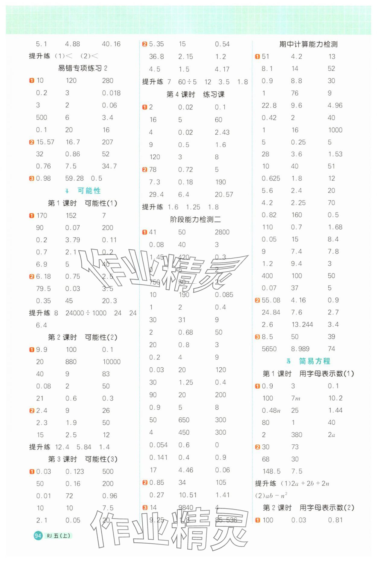2025年陽(yáng)光同學(xué)計(jì)算小達(dá)人五年級(jí)數(shù)學(xué)上冊(cè)人教版 第4頁(yè)