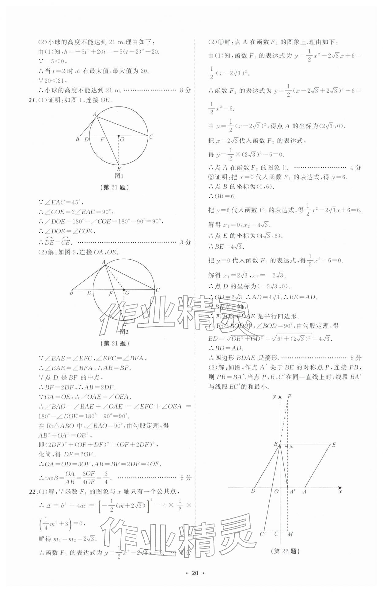 2026年中考必备辽宁师范大学出版社数学辽宁专版&nbsp;参考答案第20页