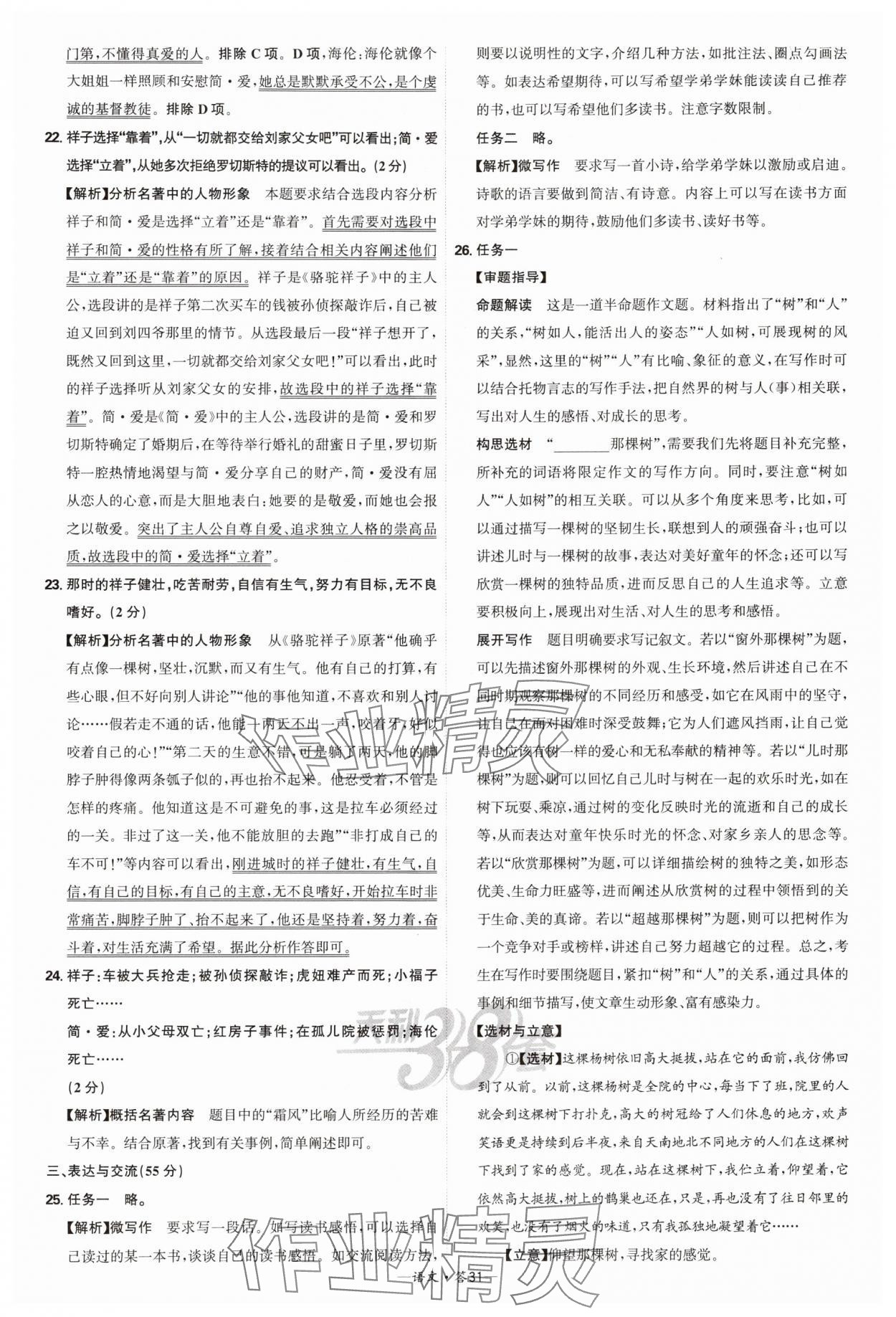 2025年天利38套新課標(biāo)全國(guó)中考試題精選語(yǔ)文 參考答案第31頁(yè)