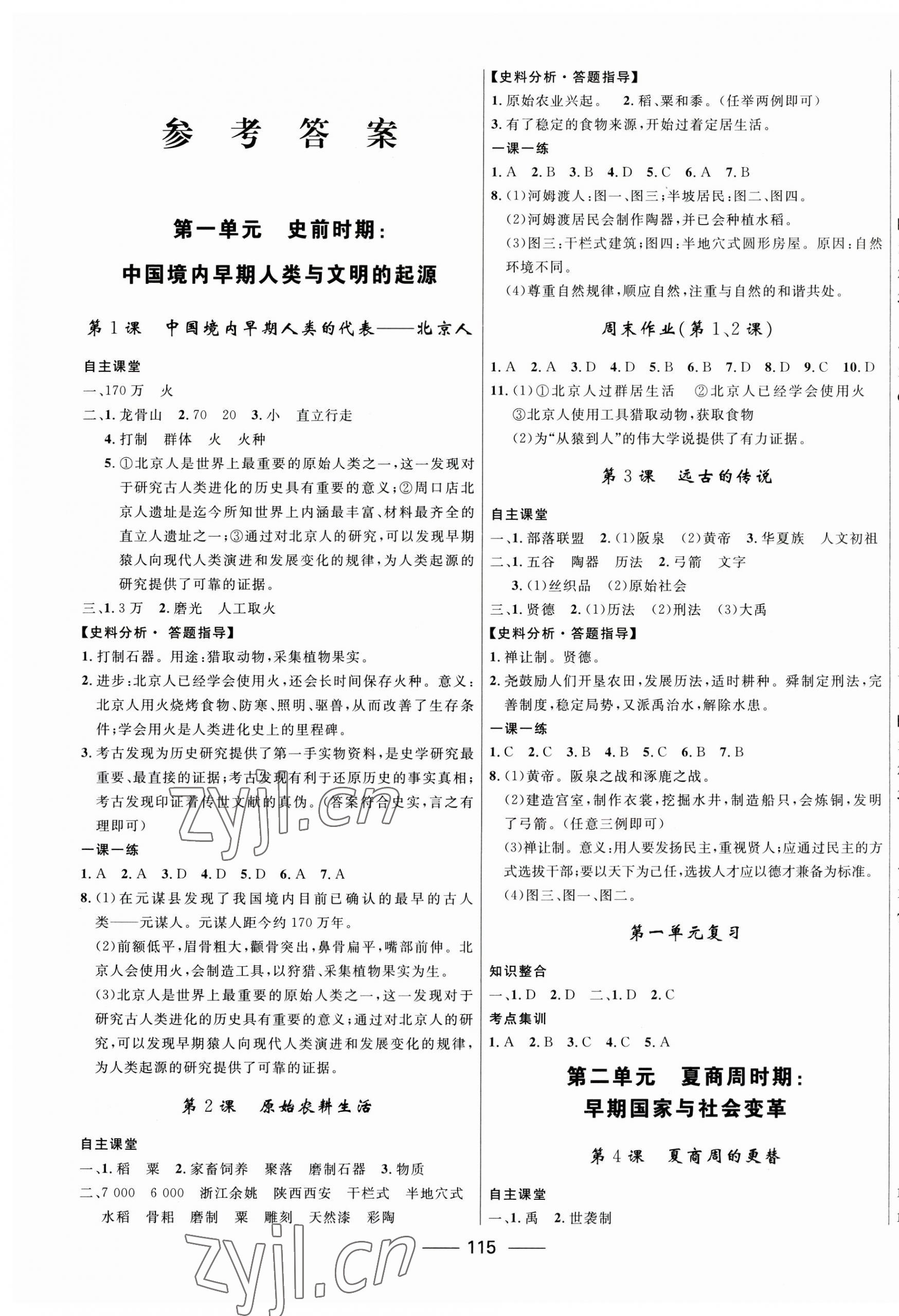 2023年夺冠百分百初中精讲精练七年级历史上册人教版 第1页