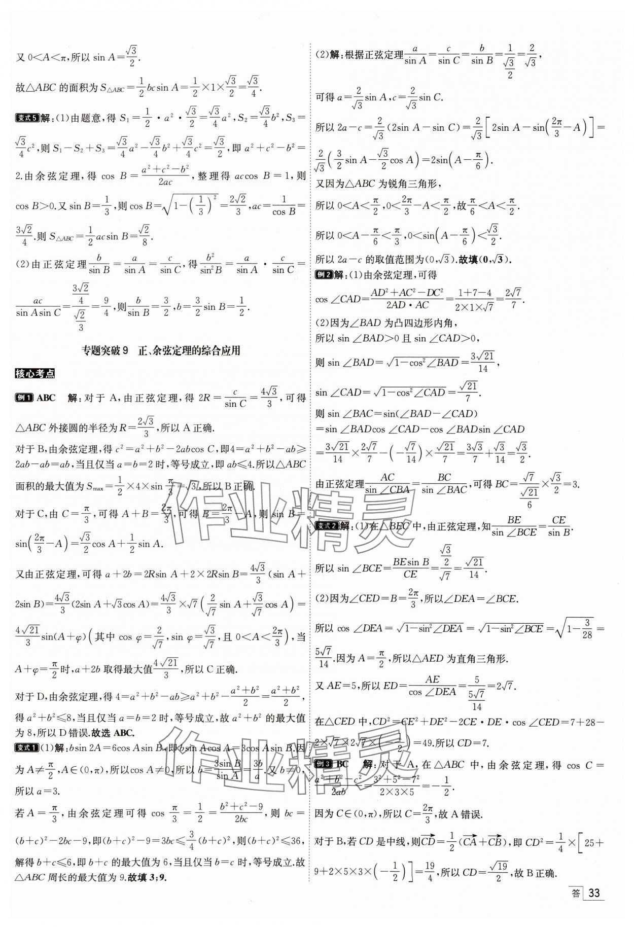 2025年核按钮高考数学考点突破 参考答案第33页