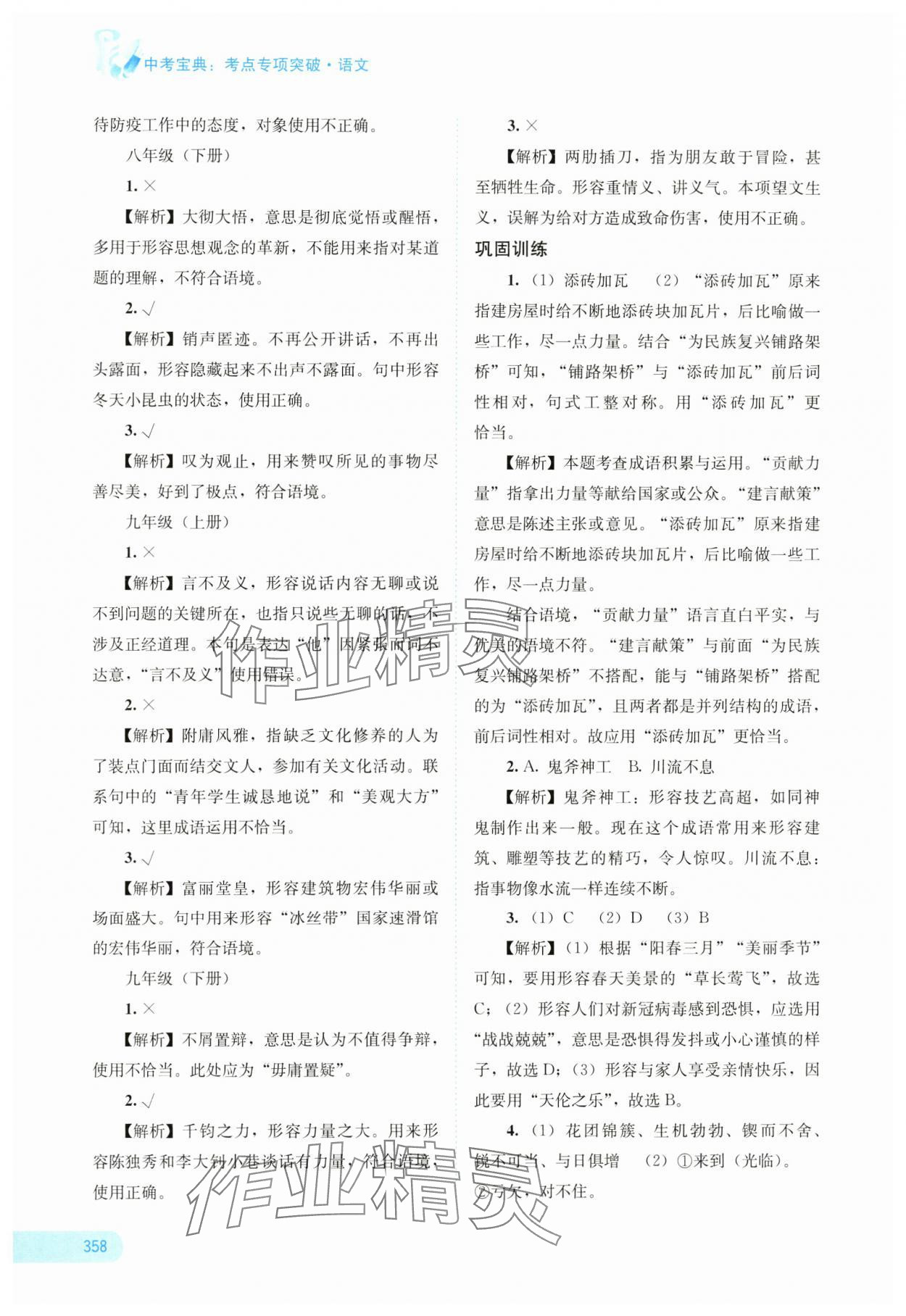 2025年中考宝典考点专项突破语文广西专版 参考答案第2页