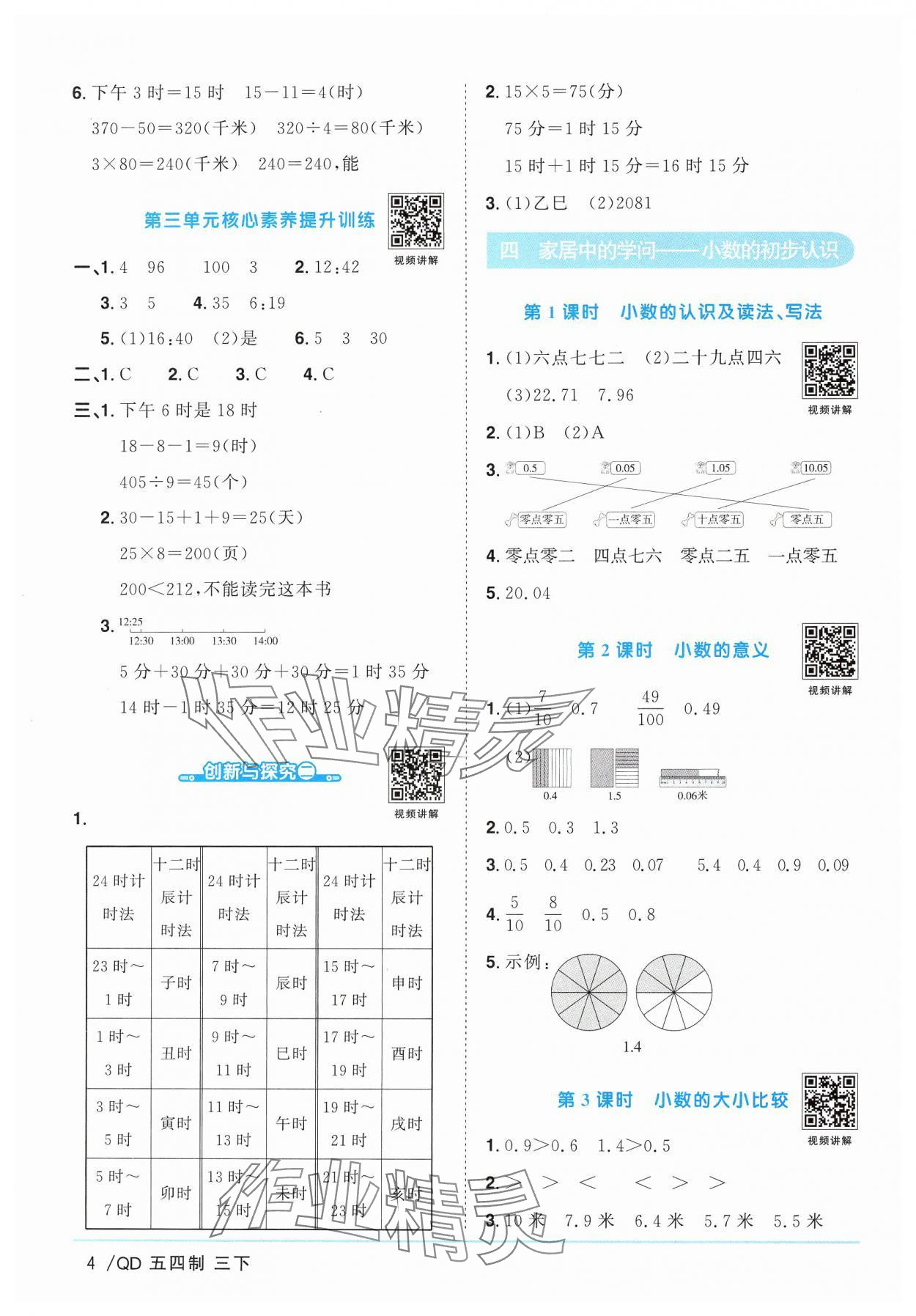 2025年陽(yáng)光同學(xué)課時(shí)優(yōu)化作業(yè)三年級(jí)數(shù)學(xué)下冊(cè)青島版五四制 參考答案第4頁(yè)