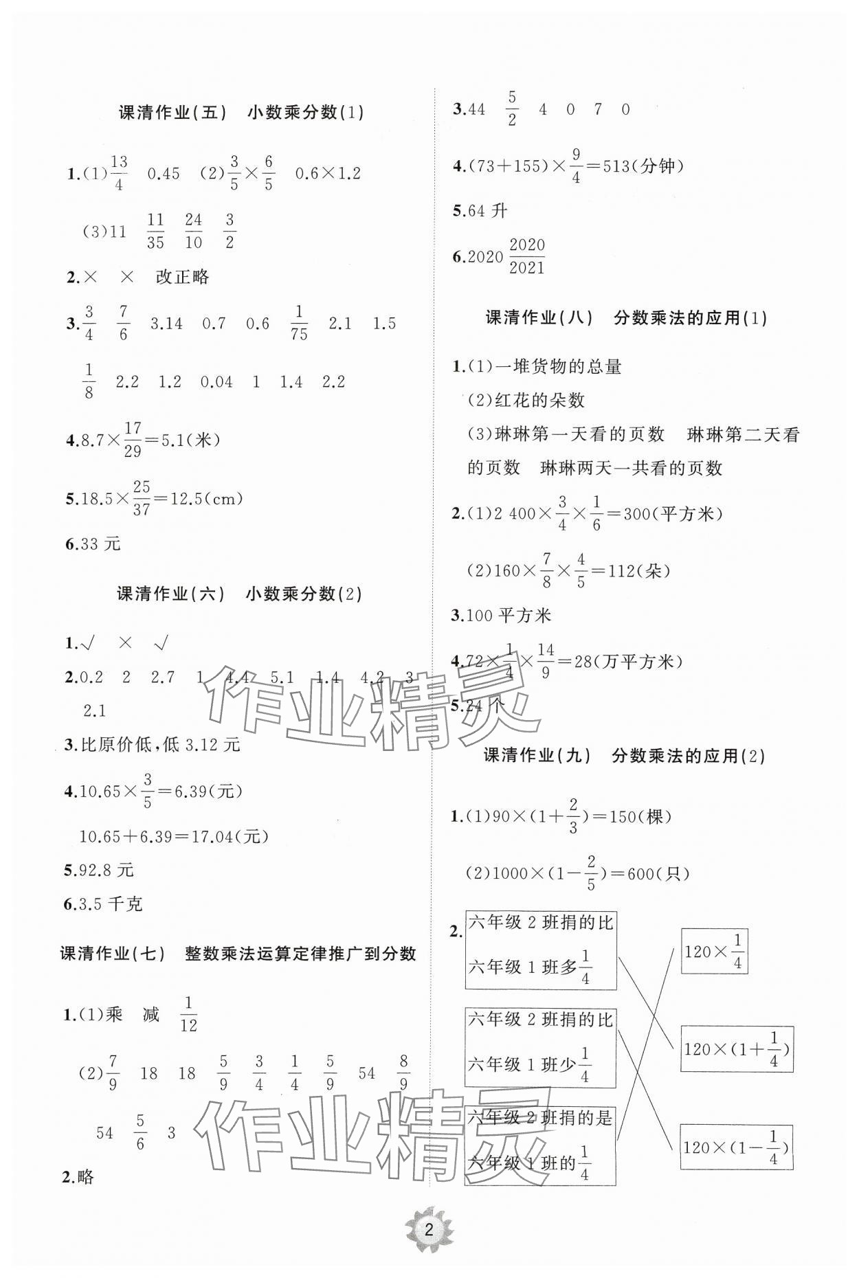 2024年同步練習(xí)冊智慧作業(yè)六年級數(shù)學(xué)上冊人教版 第2頁