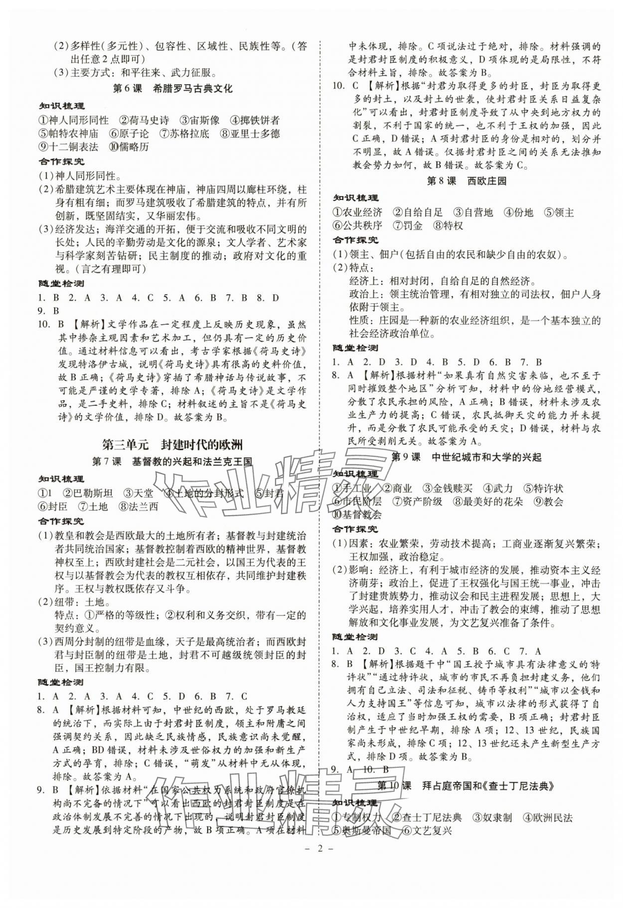 2025年金牌导学案九年级历史全一册人教版 第2页