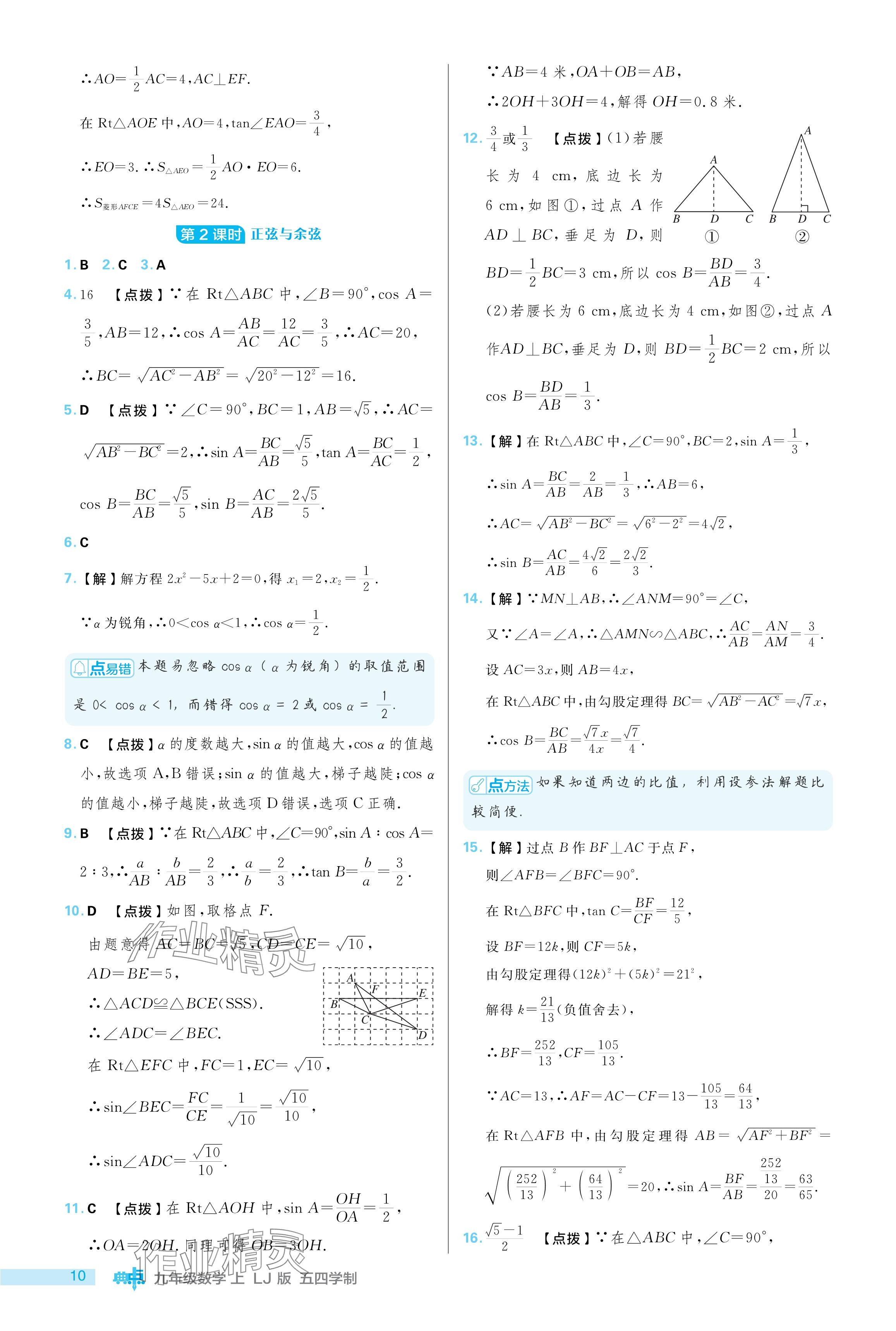 2024年綜合應(yīng)用創(chuàng)新題典中點(diǎn)九年級(jí)數(shù)學(xué)上冊(cè)魯教版54制 參考答案第10頁