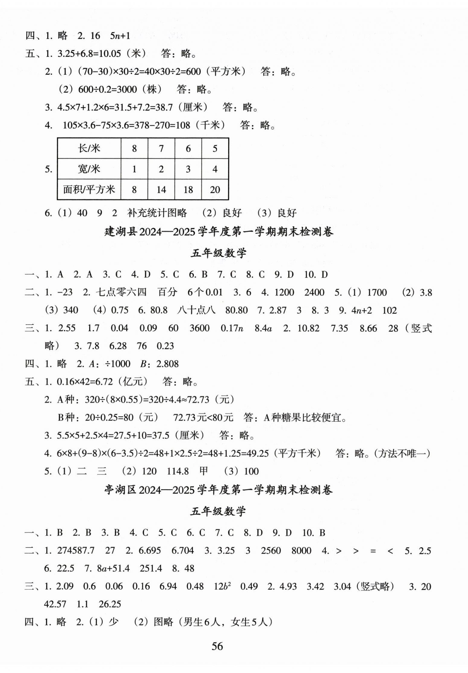 2026年鹽城市小學期末試卷精編五年級數學上冊蘇教版&nbsp;參考答案第2頁