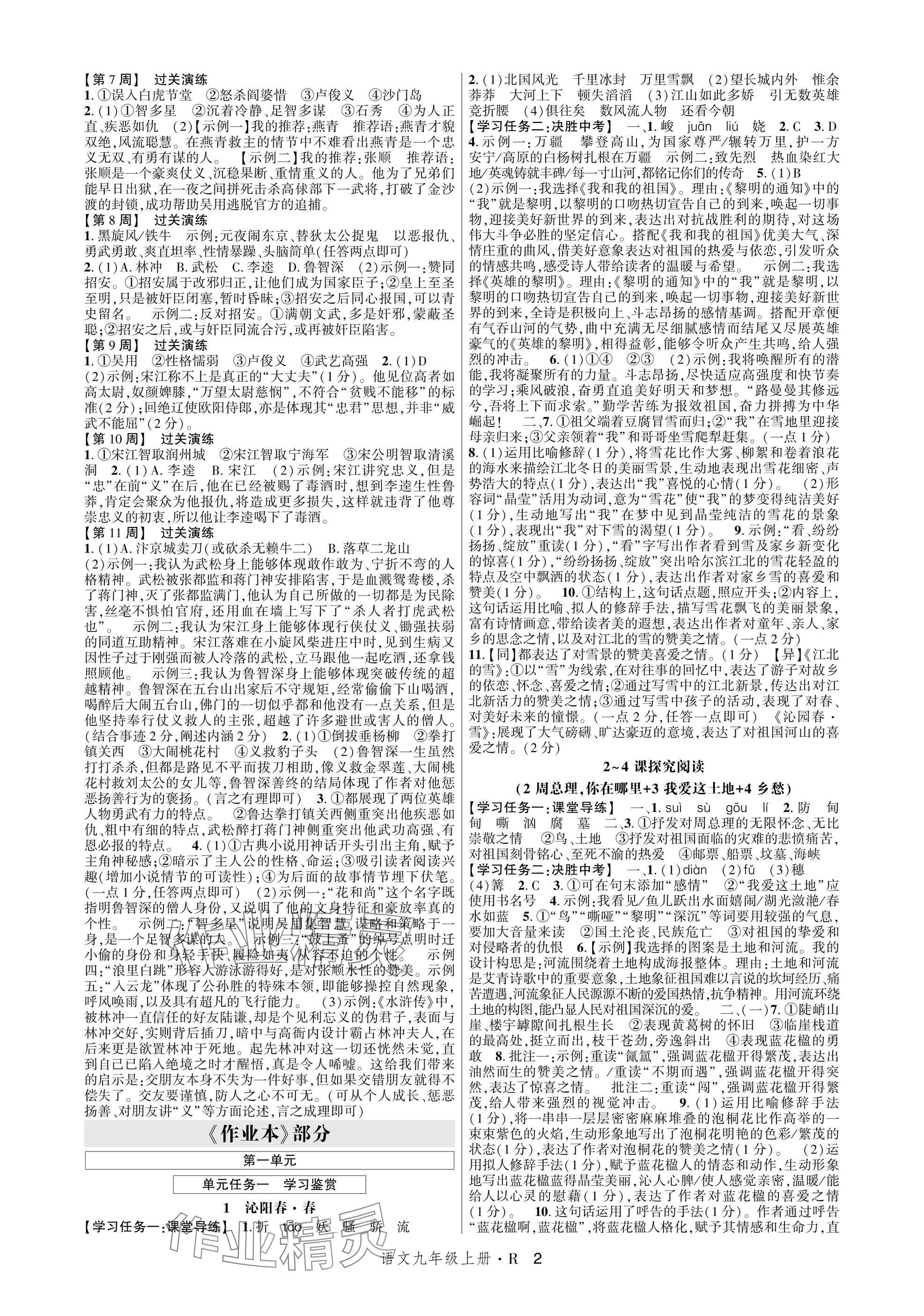 2025年高分突破課時(shí)達(dá)標(biāo)講練測(cè)九年級(jí)語(yǔ)文上冊(cè)人教版 參考答案第2頁(yè)