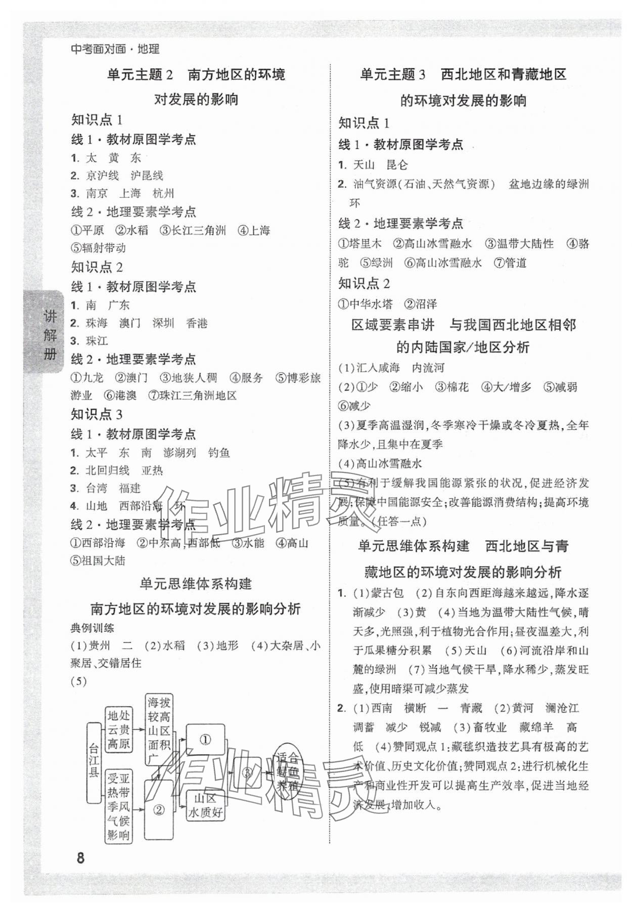 2024年中考面對面地理中考人教版 參考答案第7頁