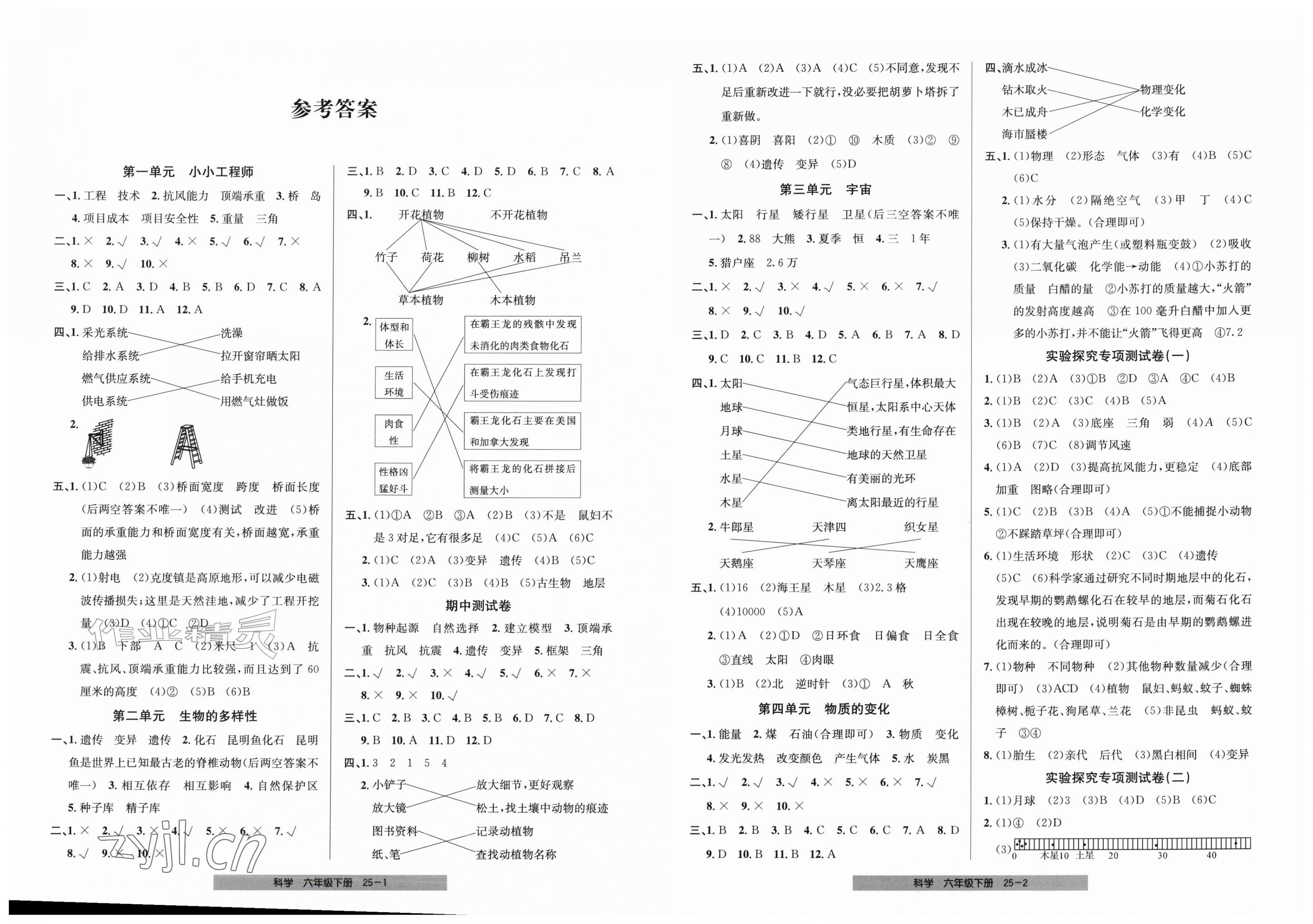 2026年期末直通车六年级科学下册教科版&nbsp;第1页