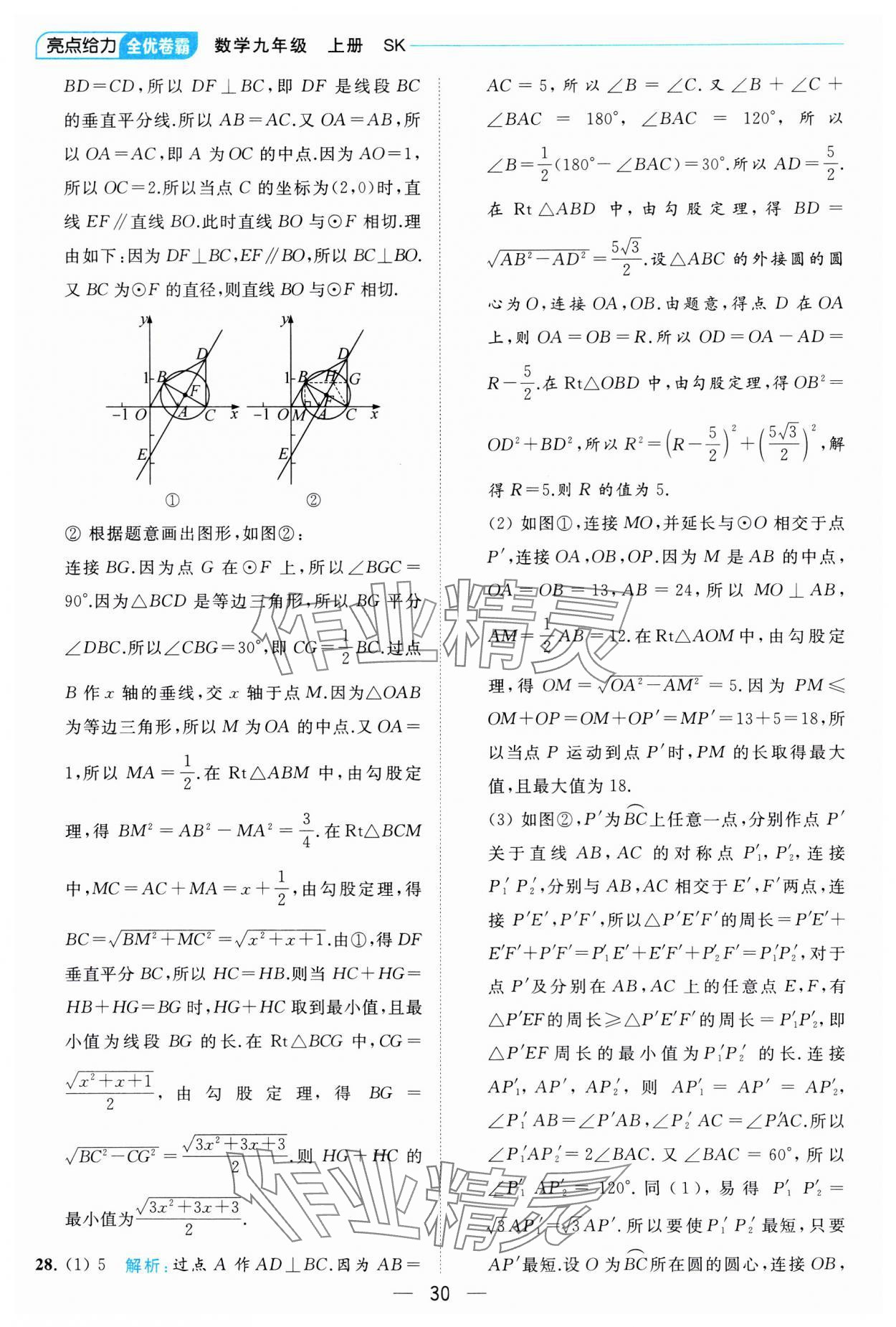 2023年亮点给力全优卷霸九年级数学上册苏科版 参考答案第30页