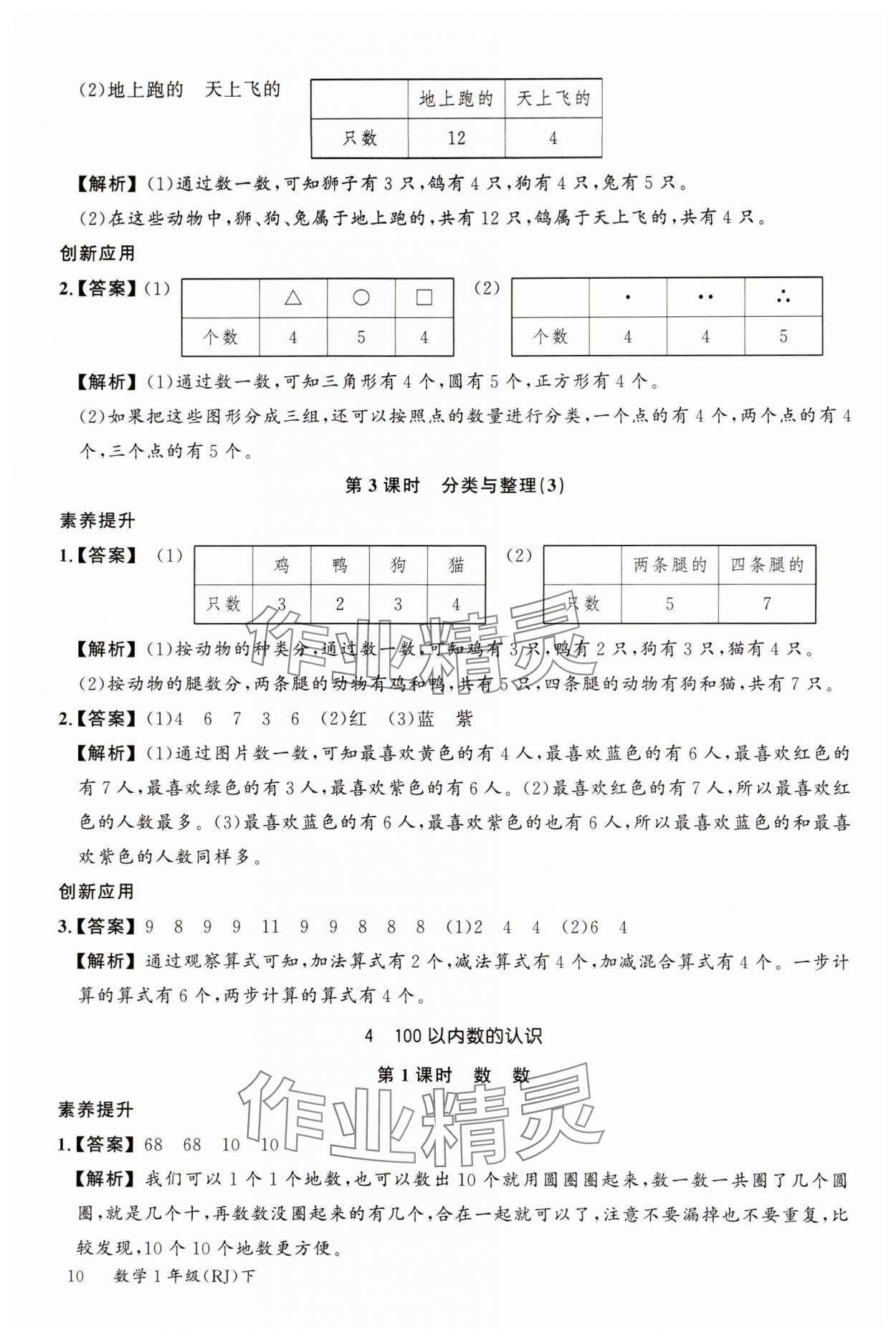 2024年素養(yǎng)天天練一年級(jí)數(shù)學(xué)下冊(cè)人教版 參考答案第10頁(yè)