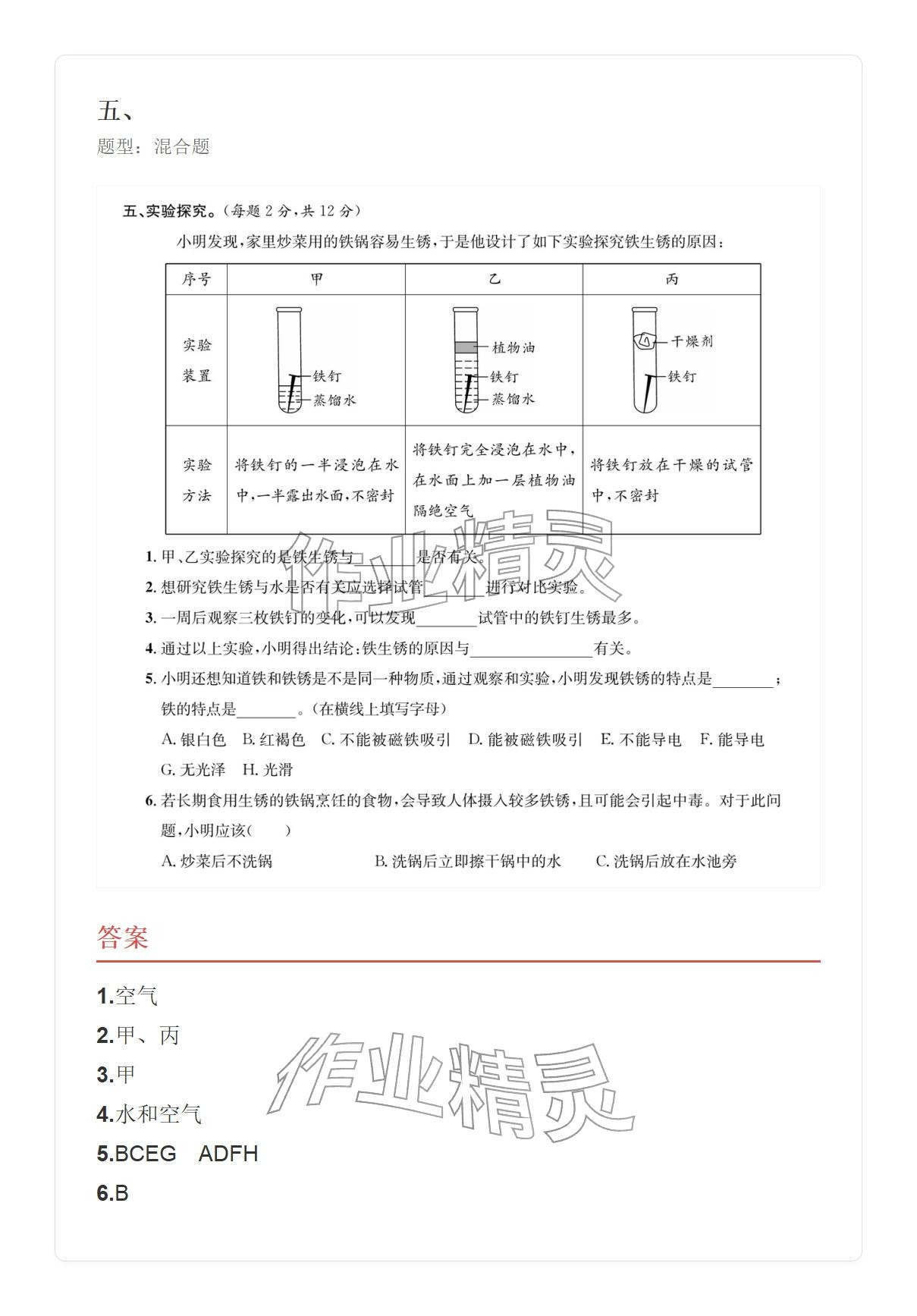 2025年學(xué)業(yè)水平評(píng)價(jià)六年級(jí)科學(xué)上冊(cè) 參考答案第13頁(yè)