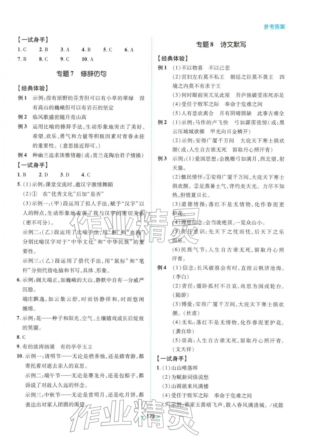 2026年新课堂同步学习与探究九年级语文下册人教版&nbsp;参考答案第2页