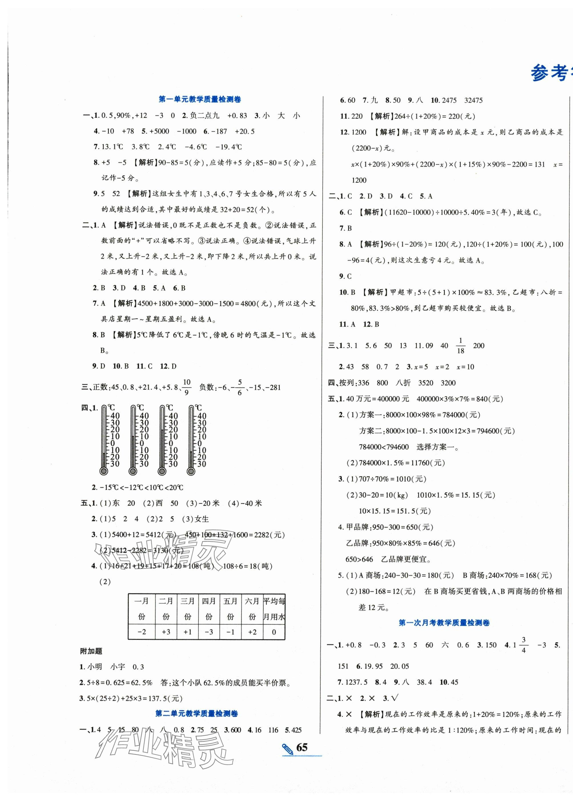 2025年状元100核心期末六年级数学下册人教版 第1页