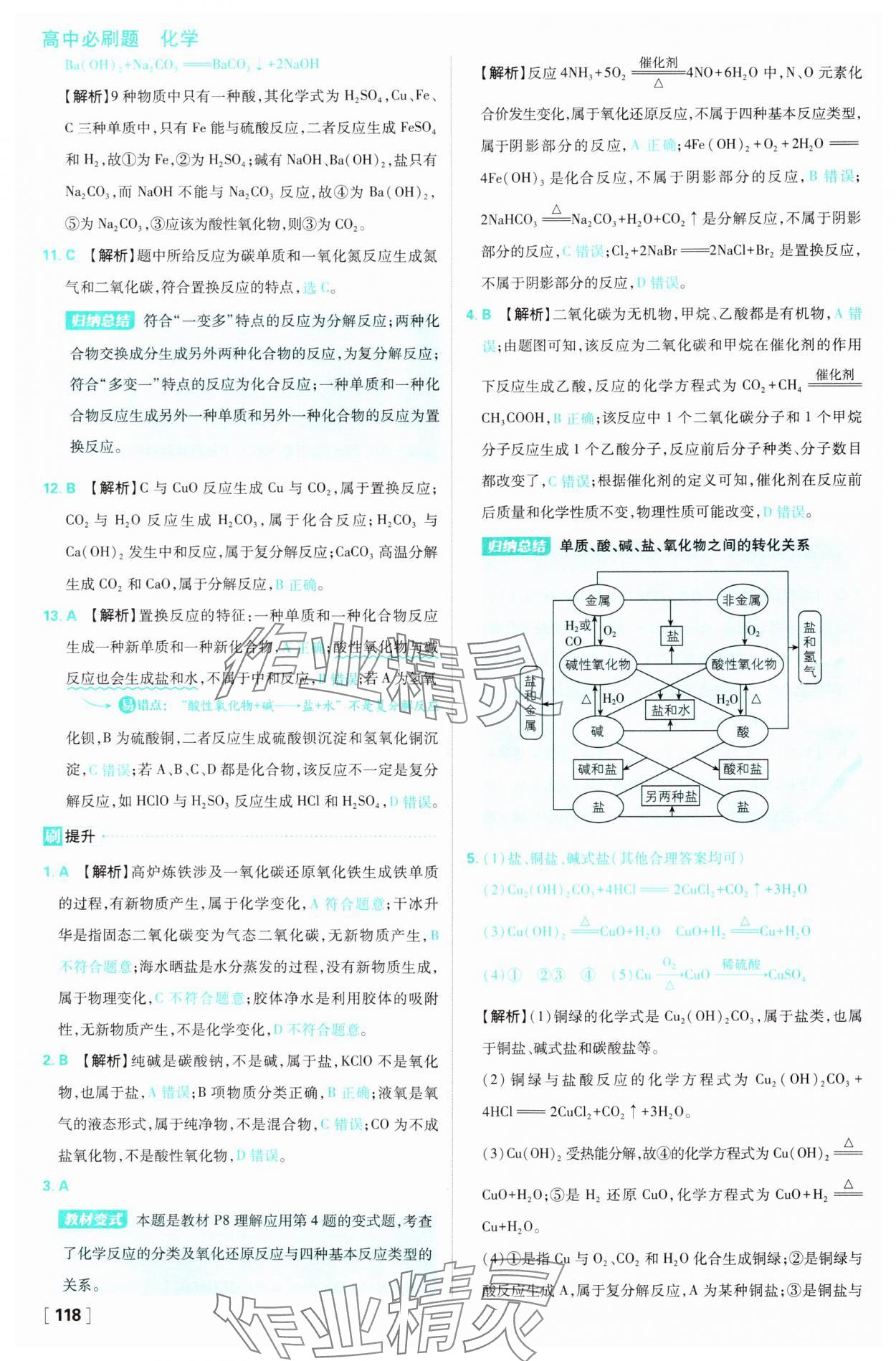 2024年高中必刷題高一化學(xué)必修第一冊蘇教版 參考答案第2頁