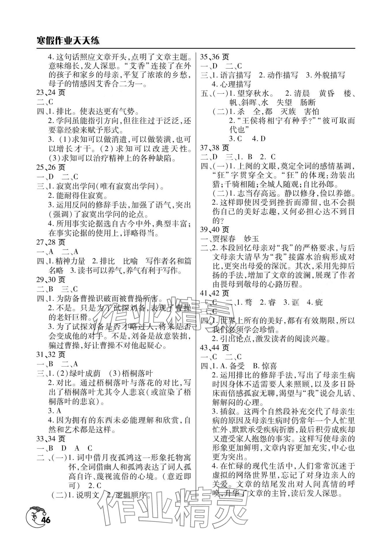 2024年寒假作业天天练文心出版社九年级语文人教版 第2页
