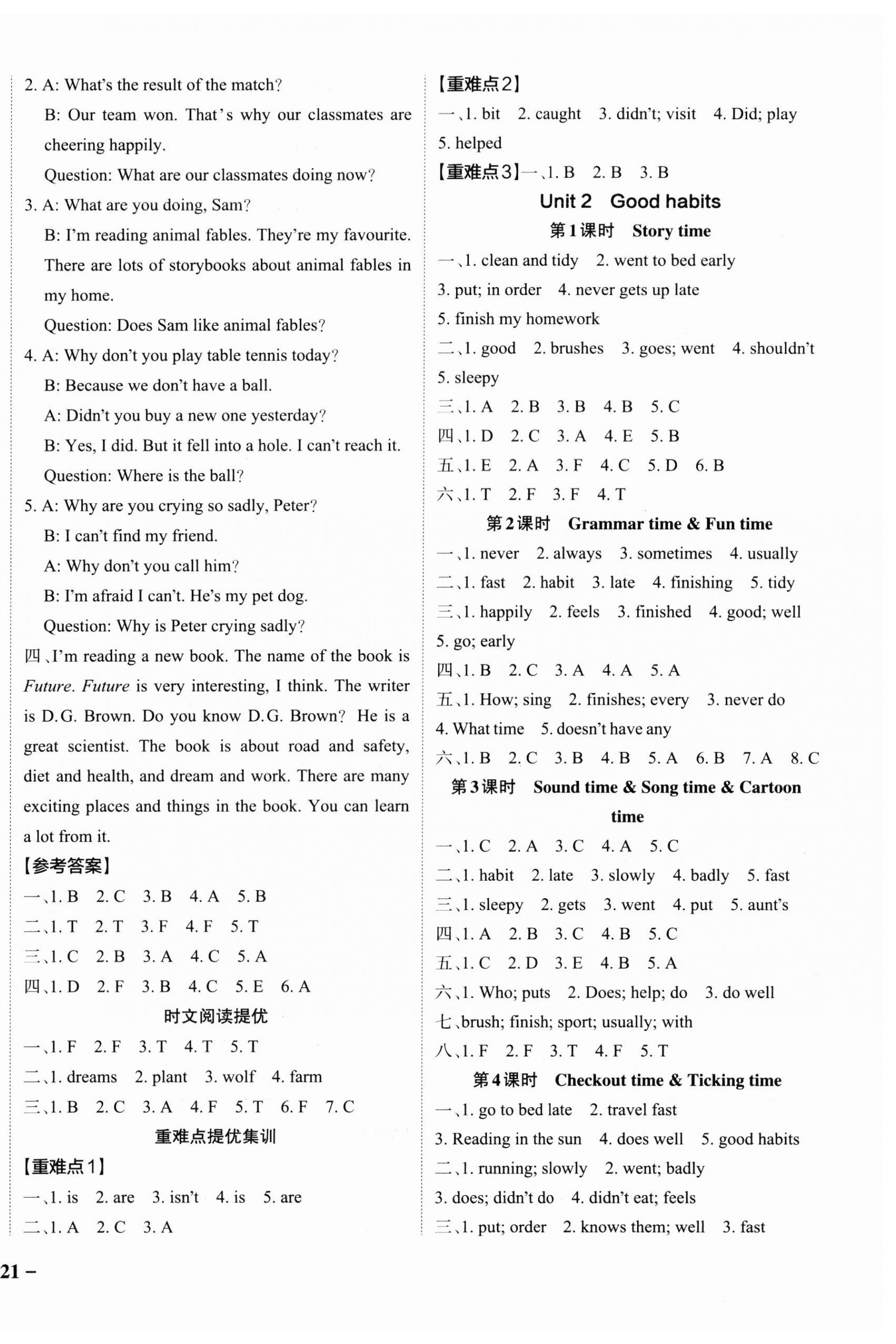 2025年小學(xué)學(xué)霸作業(yè)本六年級(jí)英語下冊(cè)譯林版江蘇專版 參考答案第2頁