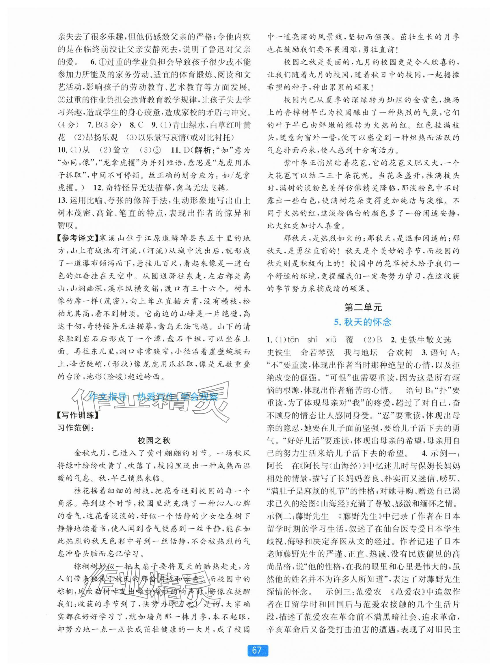 2025年精准学与练七年级语文上册人教版&nbsp;第3页